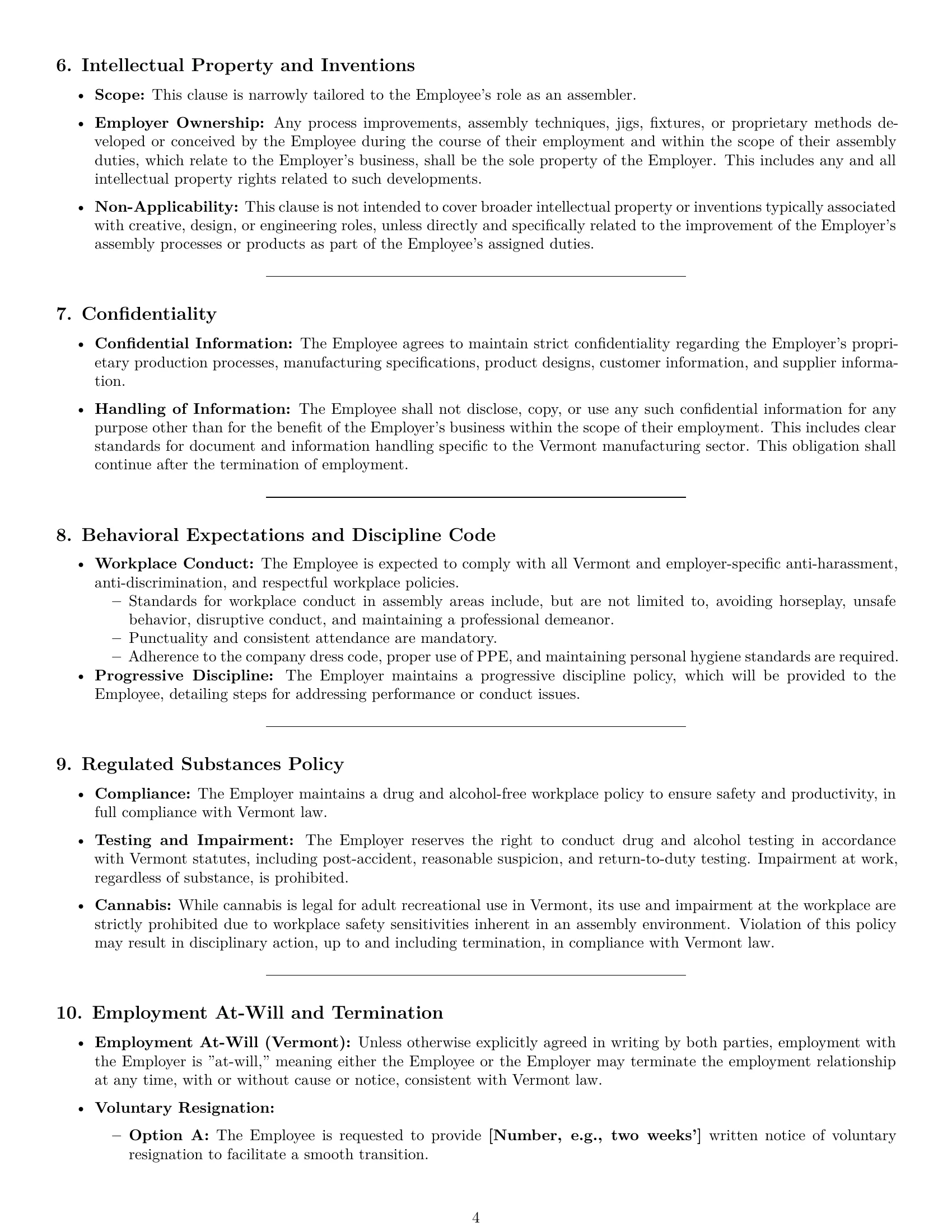 Preview page 4 of Pro Vermont assembler employment contract template
