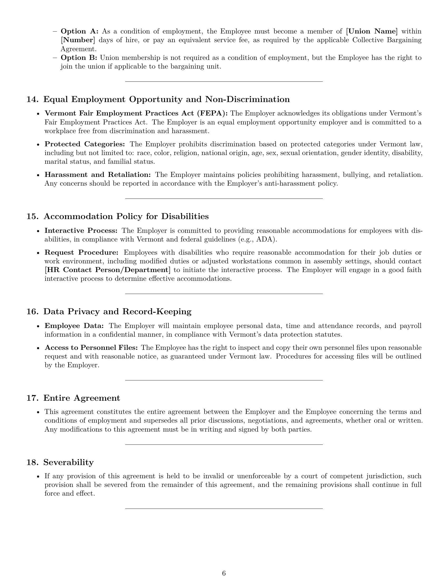 Preview page 6 of Pro Vermont assembler employment contract template
