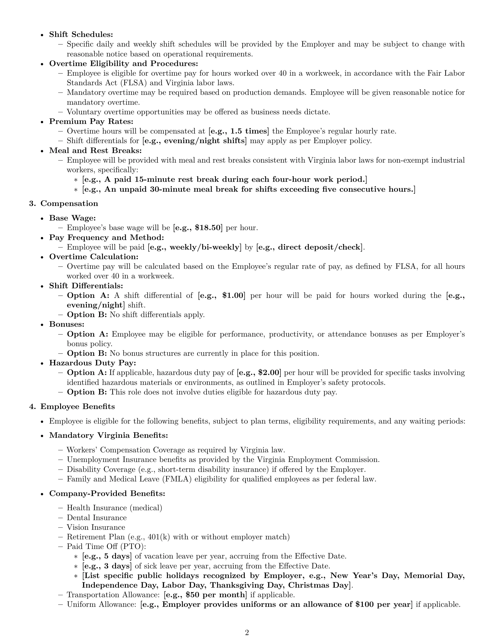 Preview page 2 of Pro Virginia assembler employment contract template