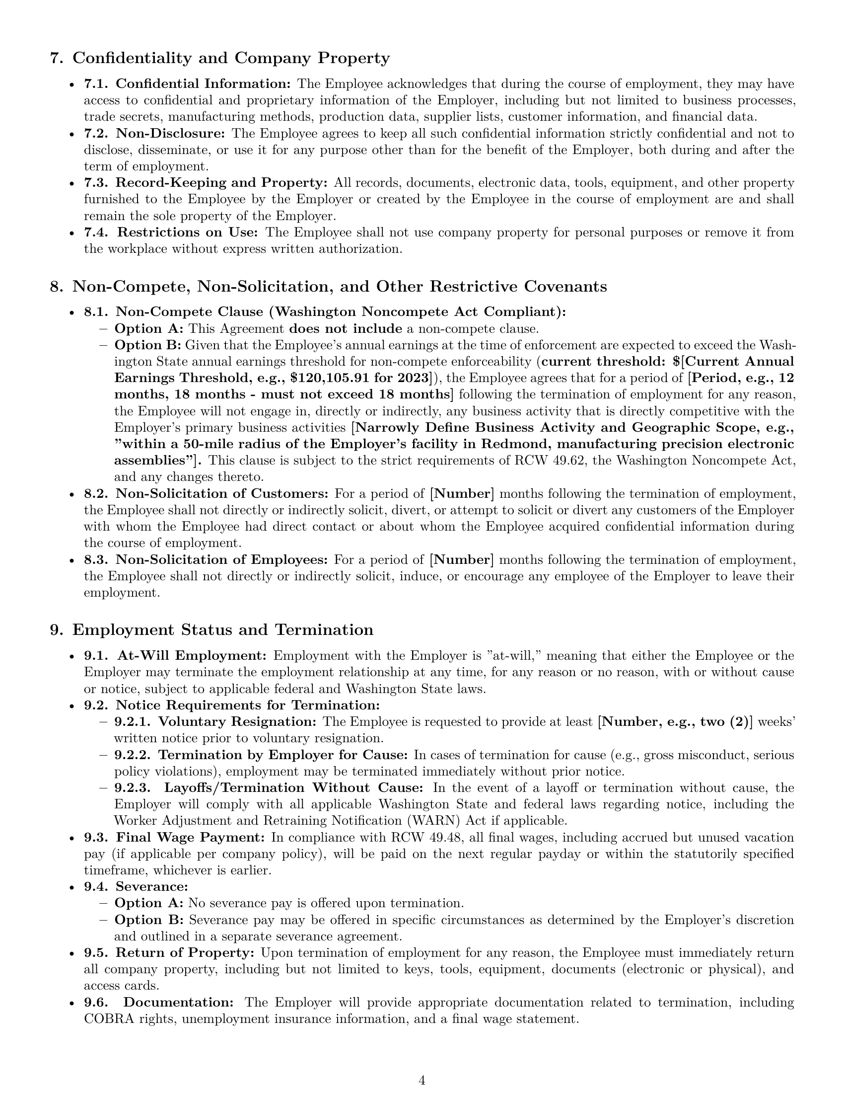 Preview page 4 of Pro Washington assembler employment contract template
