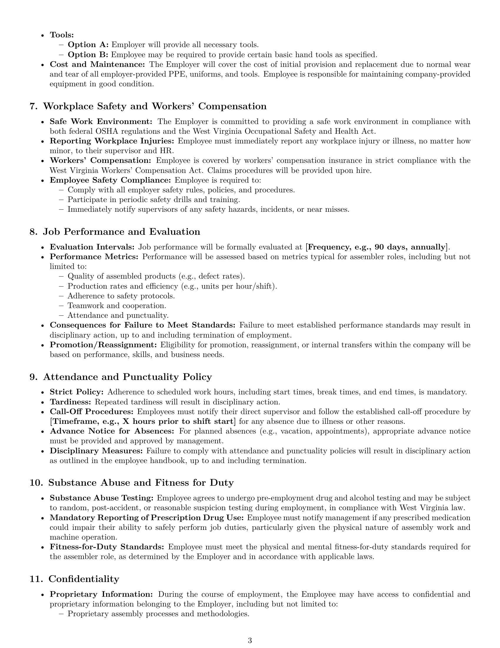 Preview page 3 of Pro West Virginia assembler employment contract template