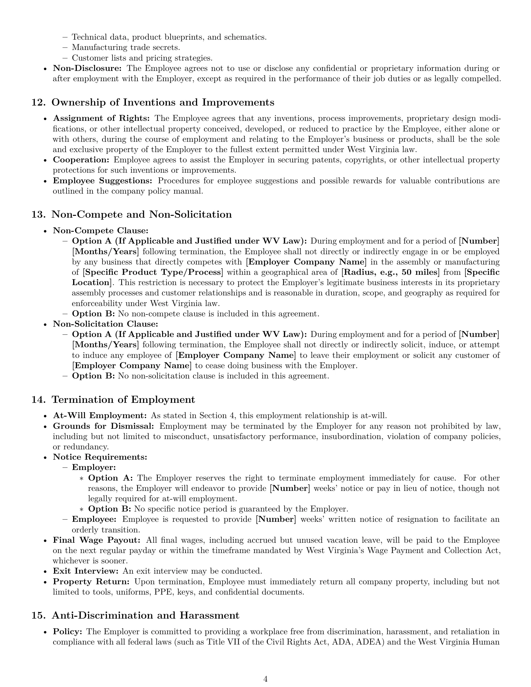 Preview page 4 of Pro West Virginia assembler employment contract template