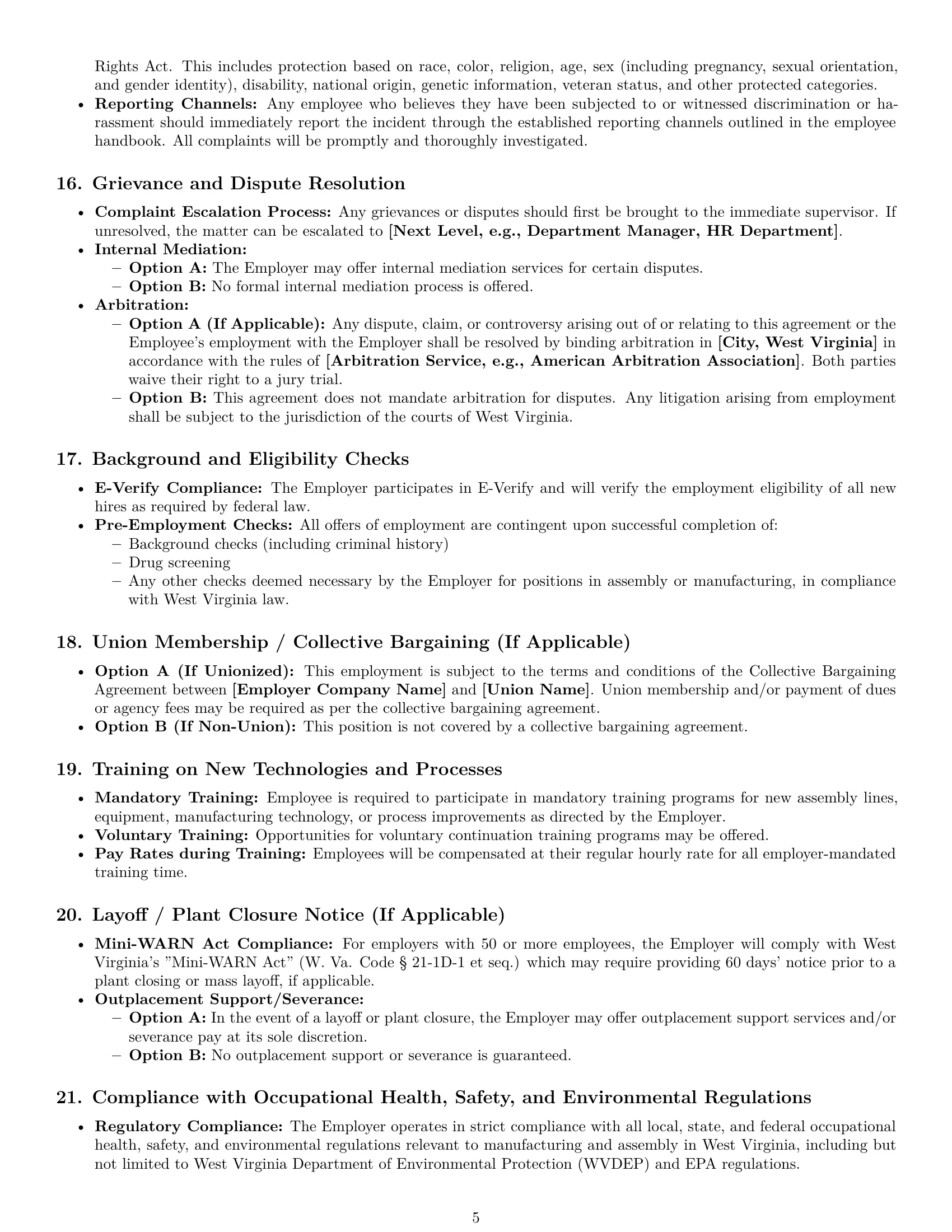 Preview page 5 of Pro West Virginia assembler employment contract template