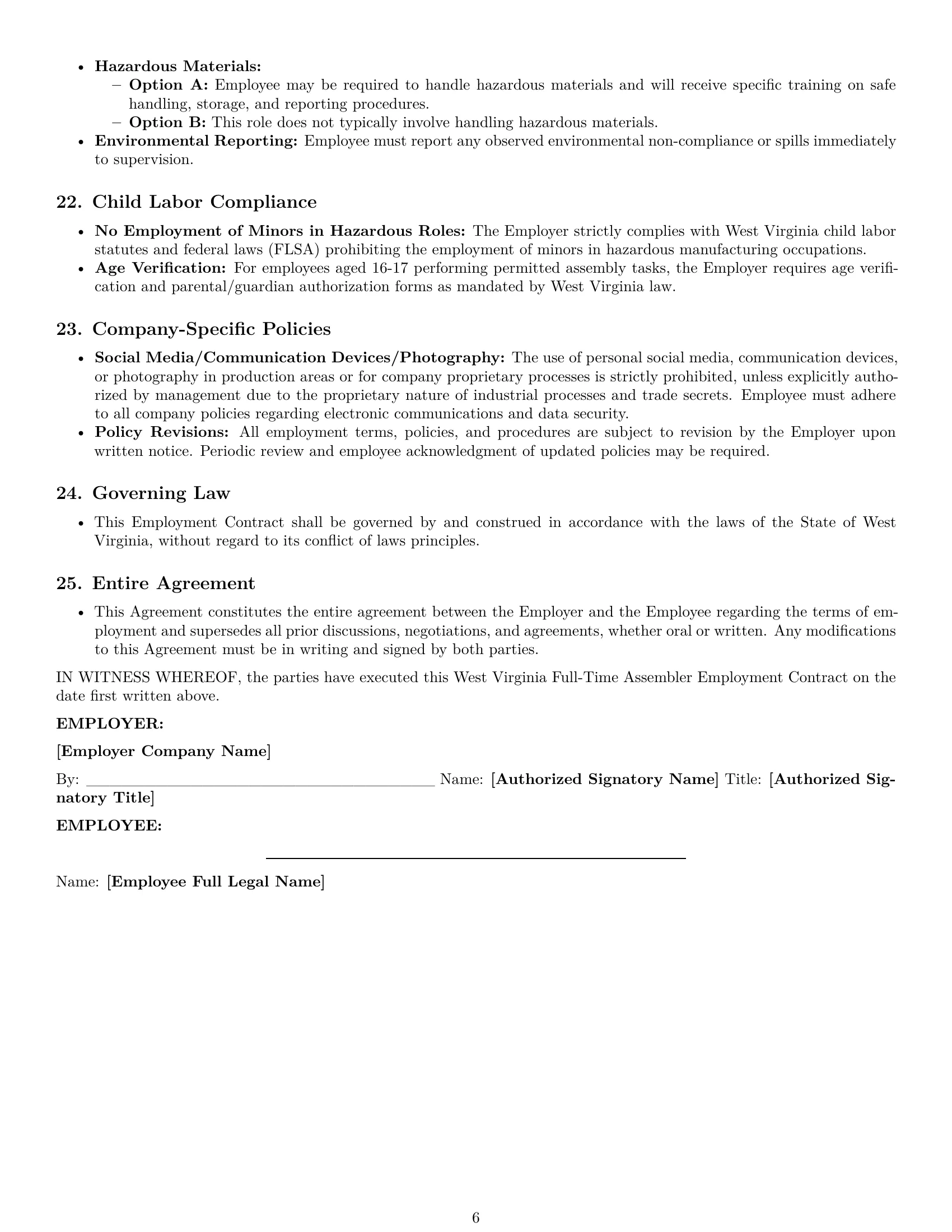 Preview page 6 of Pro West Virginia assembler employment contract template