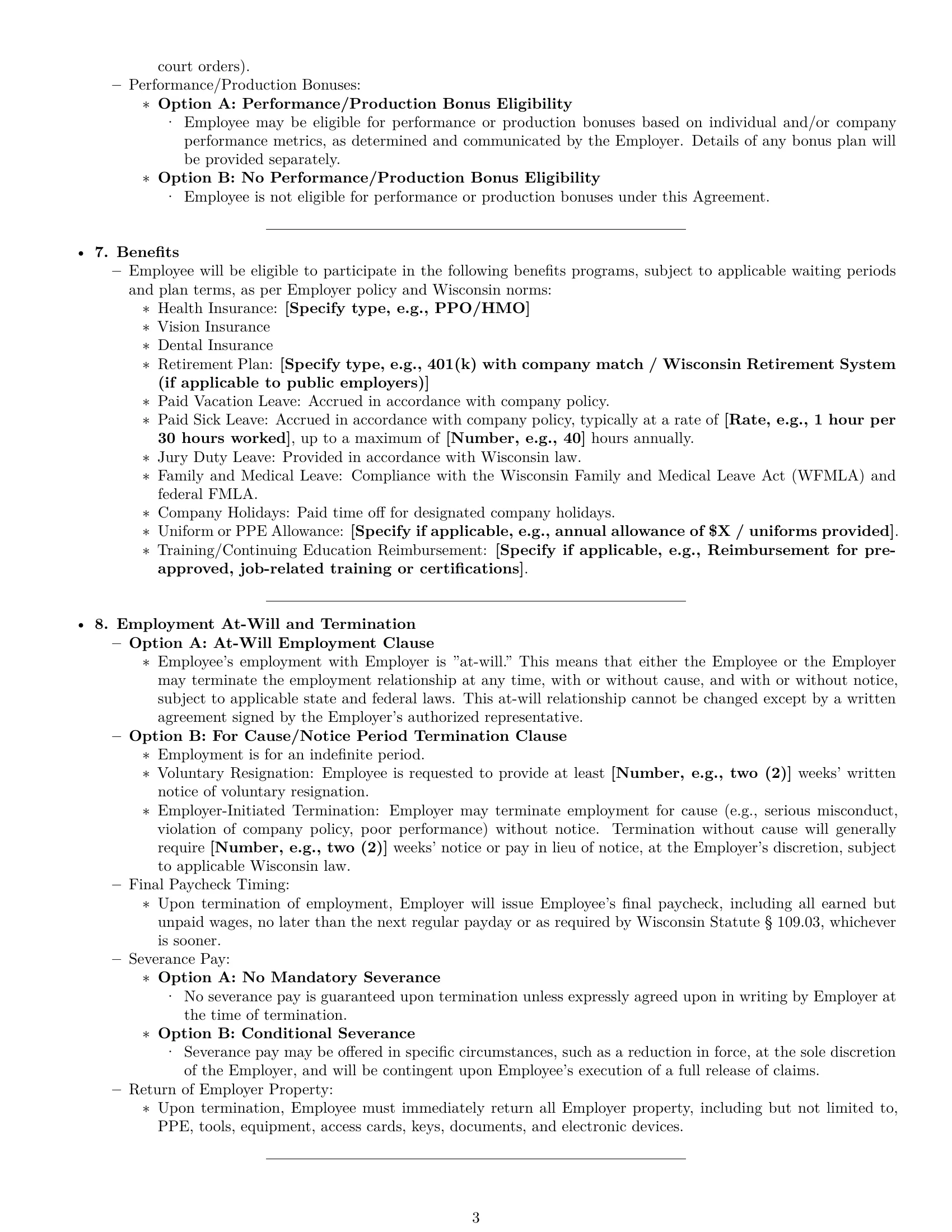 Preview page 3 of Pro Wisconsin assembler employment contract template