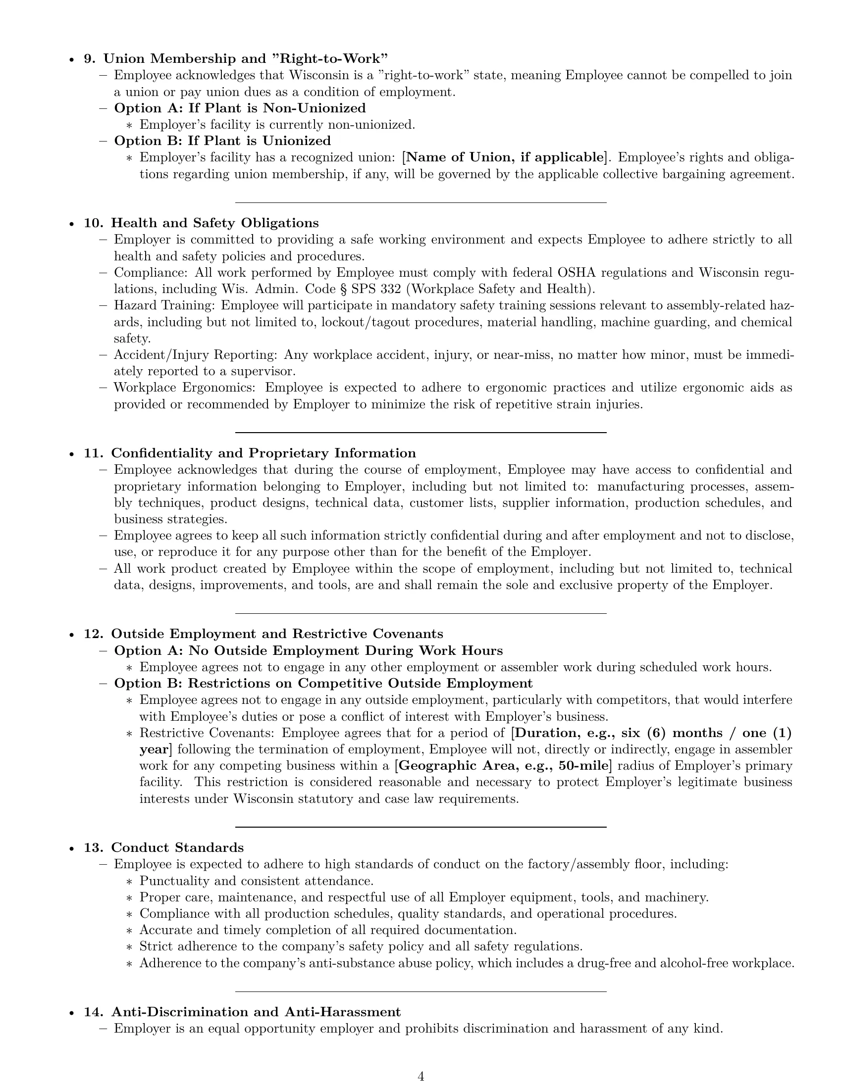 Preview page 4 of Pro Wisconsin assembler employment contract template