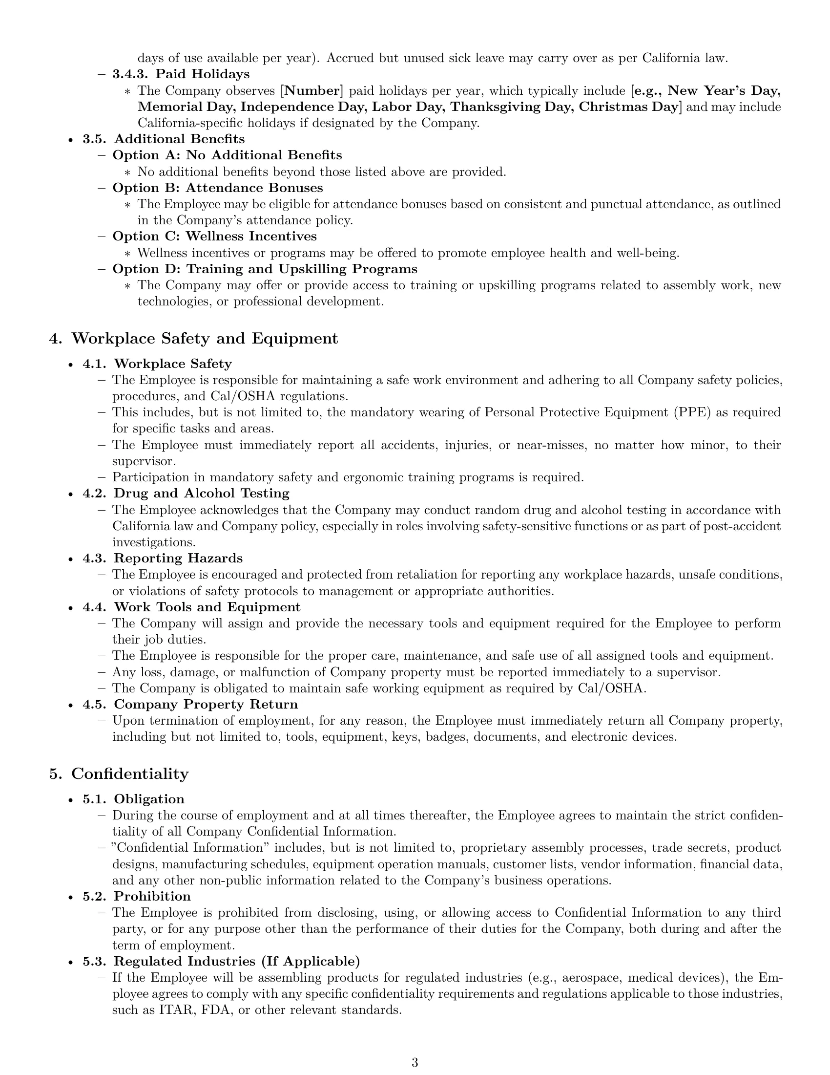 Preview page 3 of Pro California assembler employment contract template