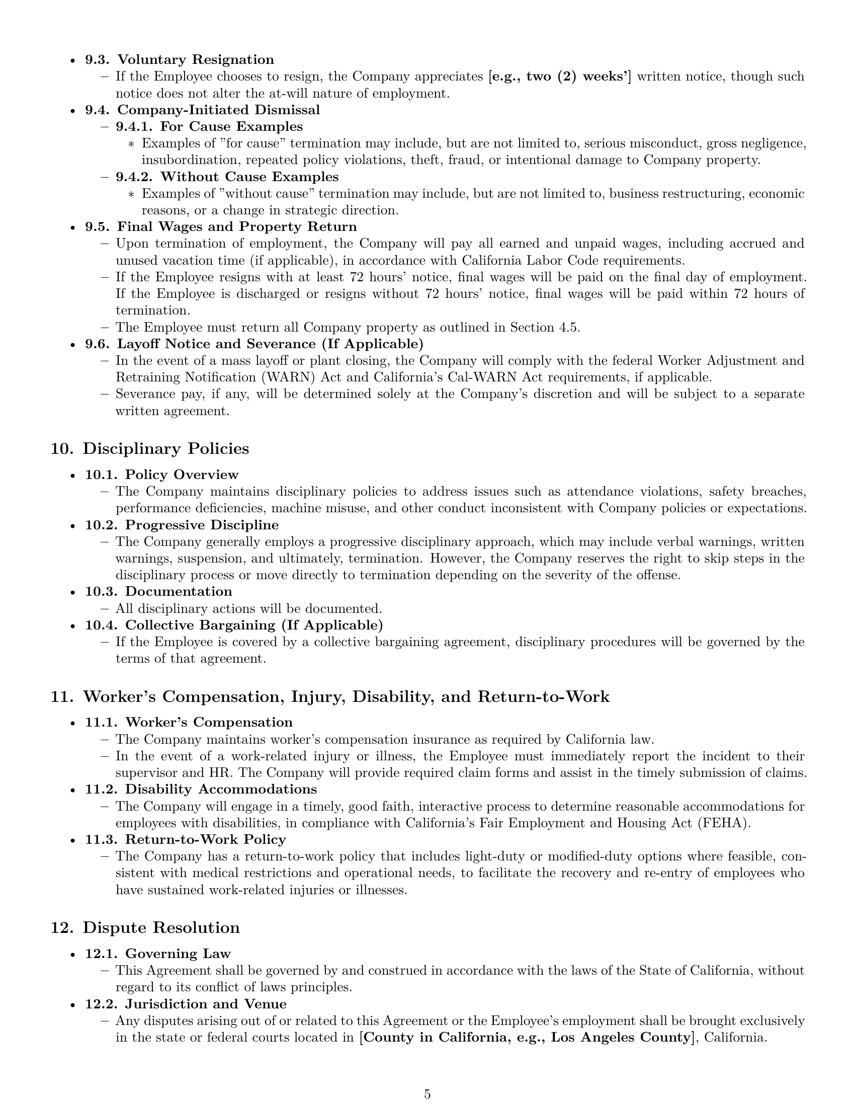 Preview page 5 of Pro California assembler employment contract template