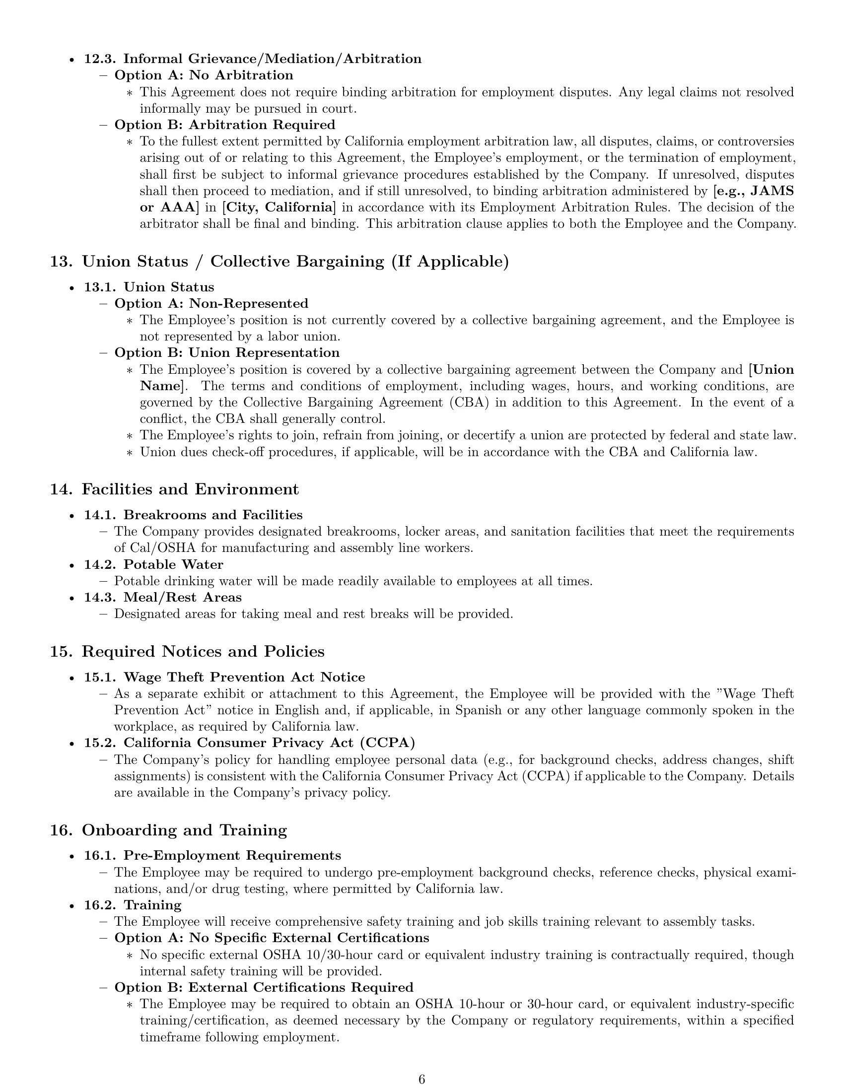 Preview page 6 of Pro California assembler employment contract template