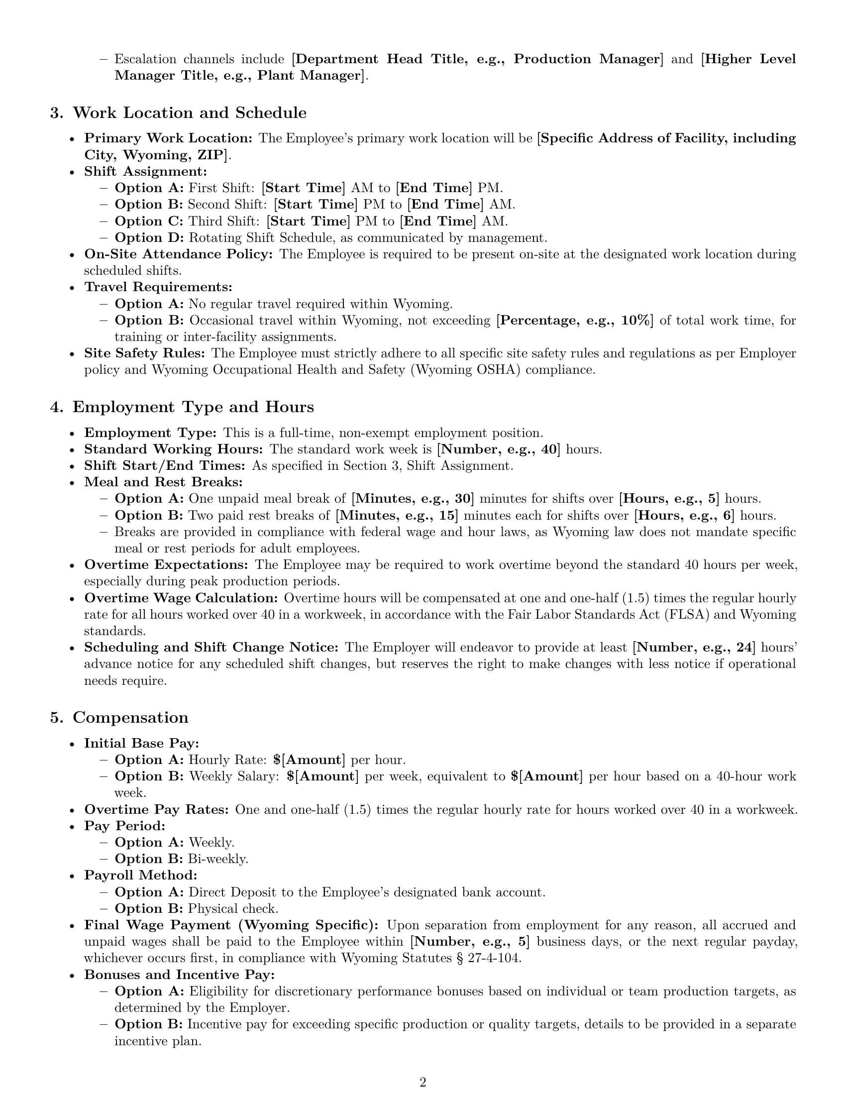 Preview page 2 of Pro Wyoming assembler employment contract template