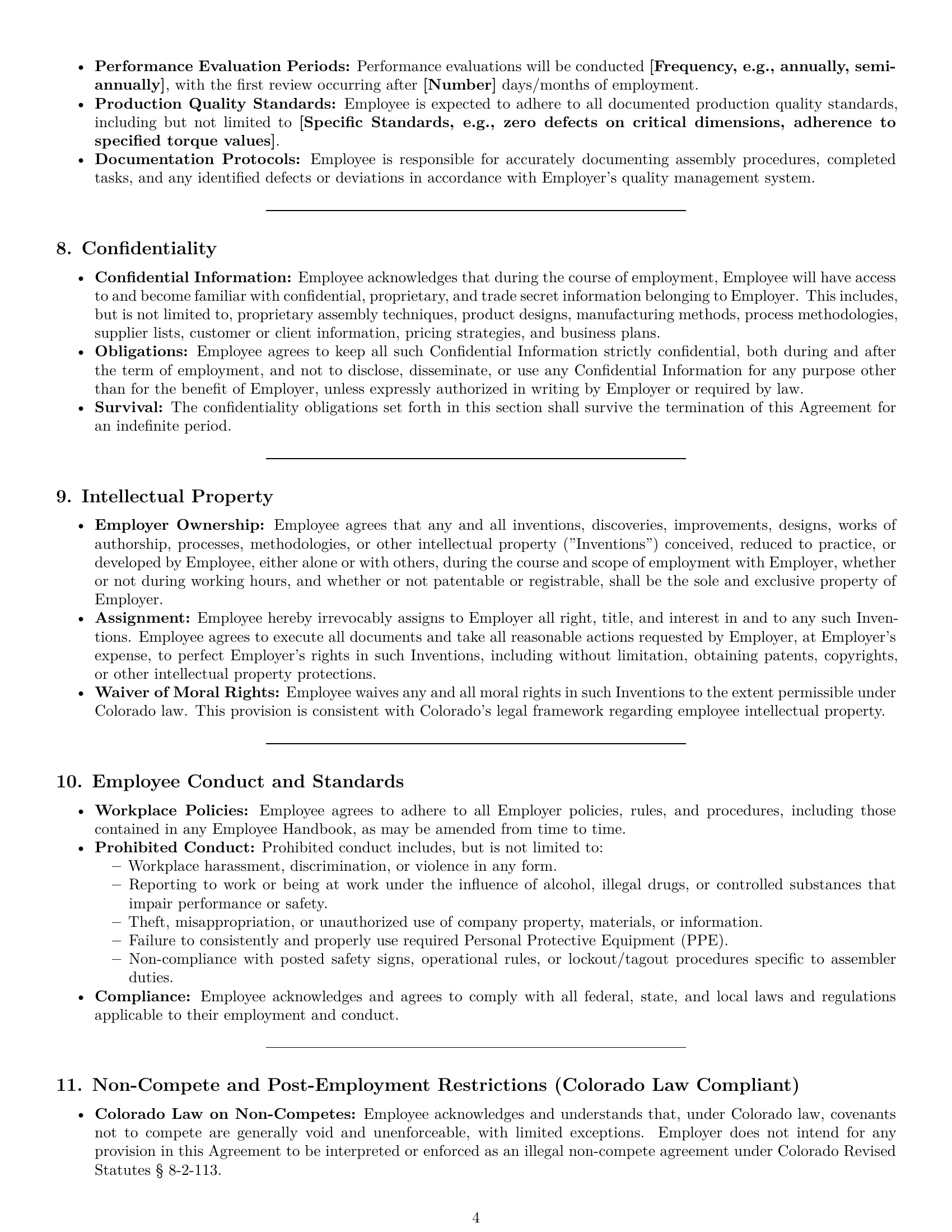 Preview page 4 of Pro Colorado assembler employment contract template