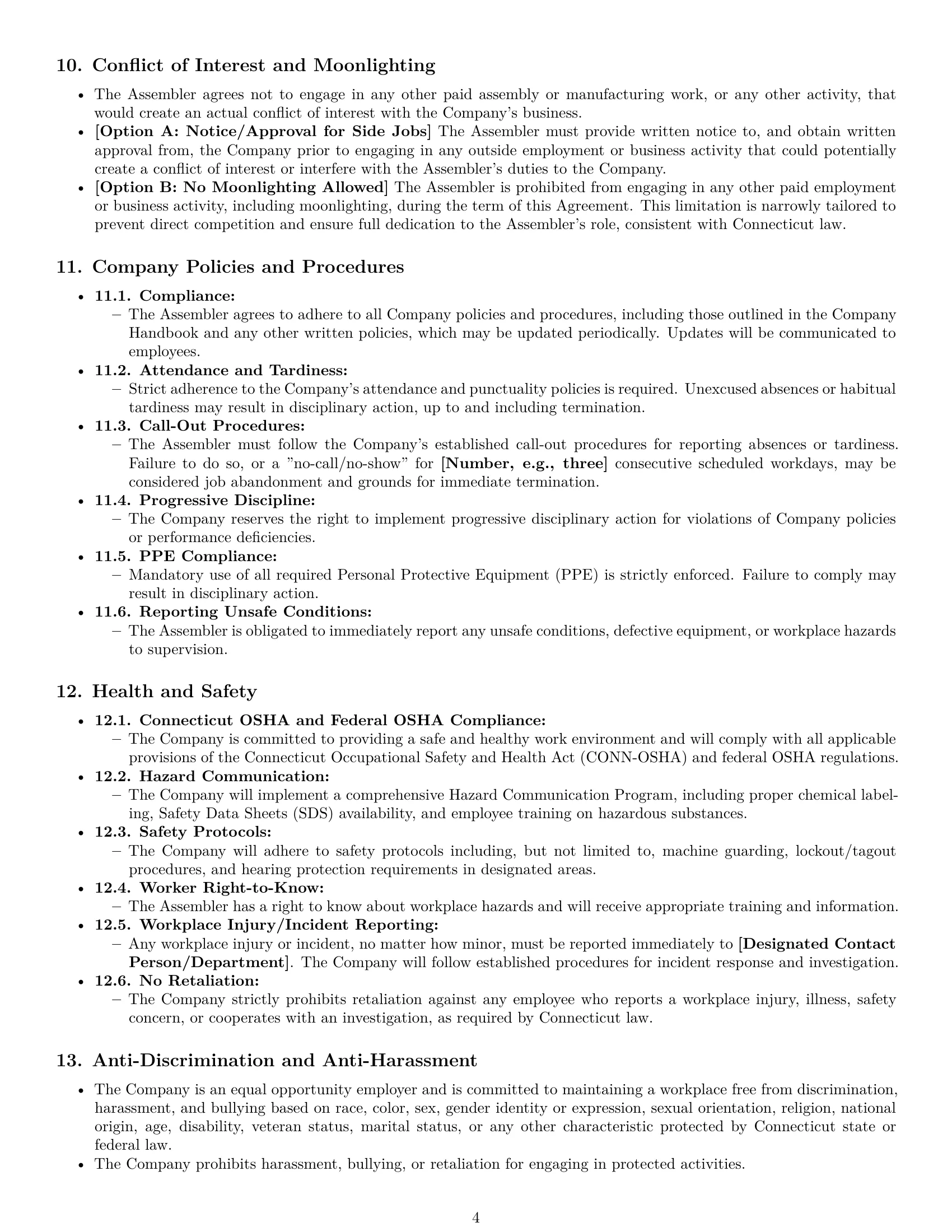 Preview page 4 of Pro Connecticut assembler employment contract template