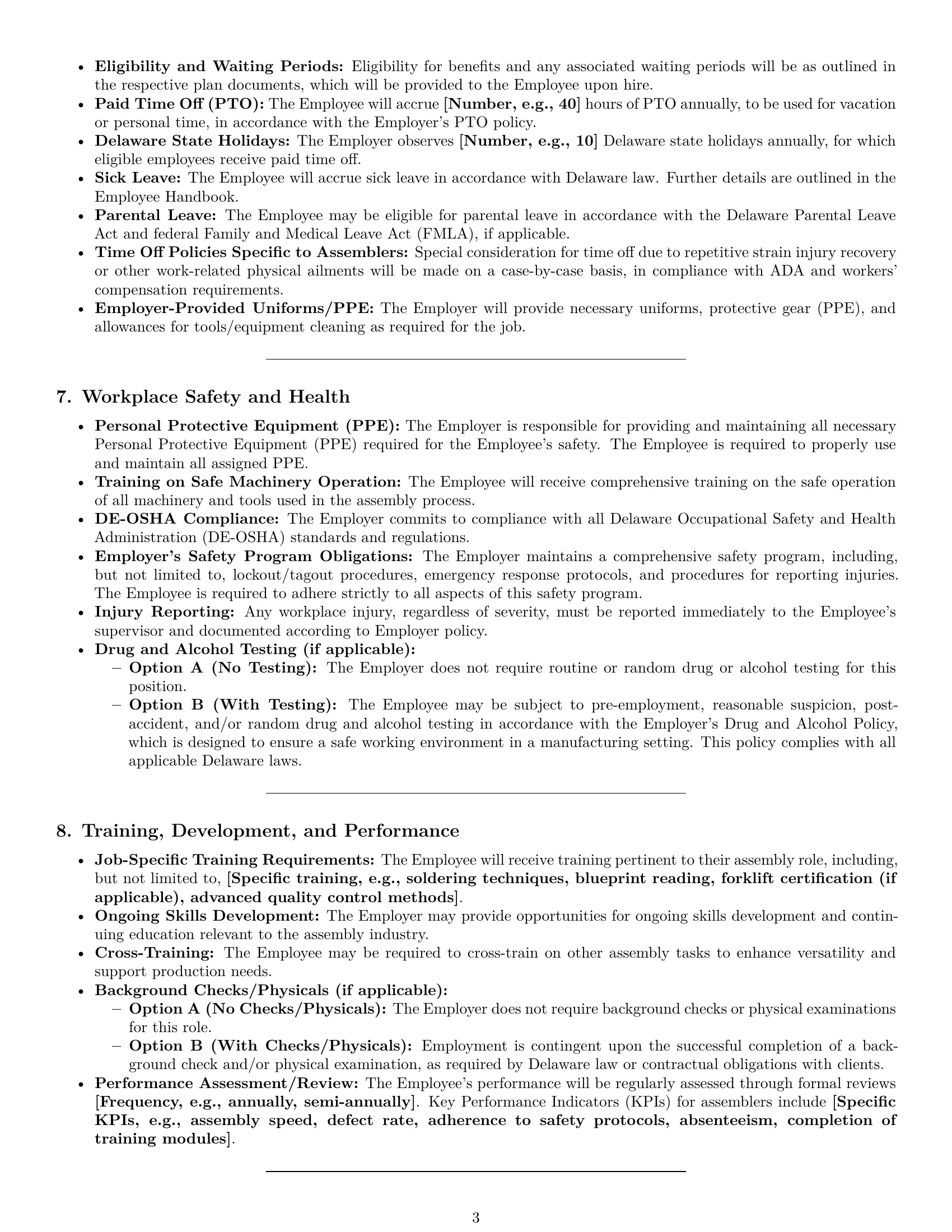Preview page 3 of Pro Delaware assembler employment contract template