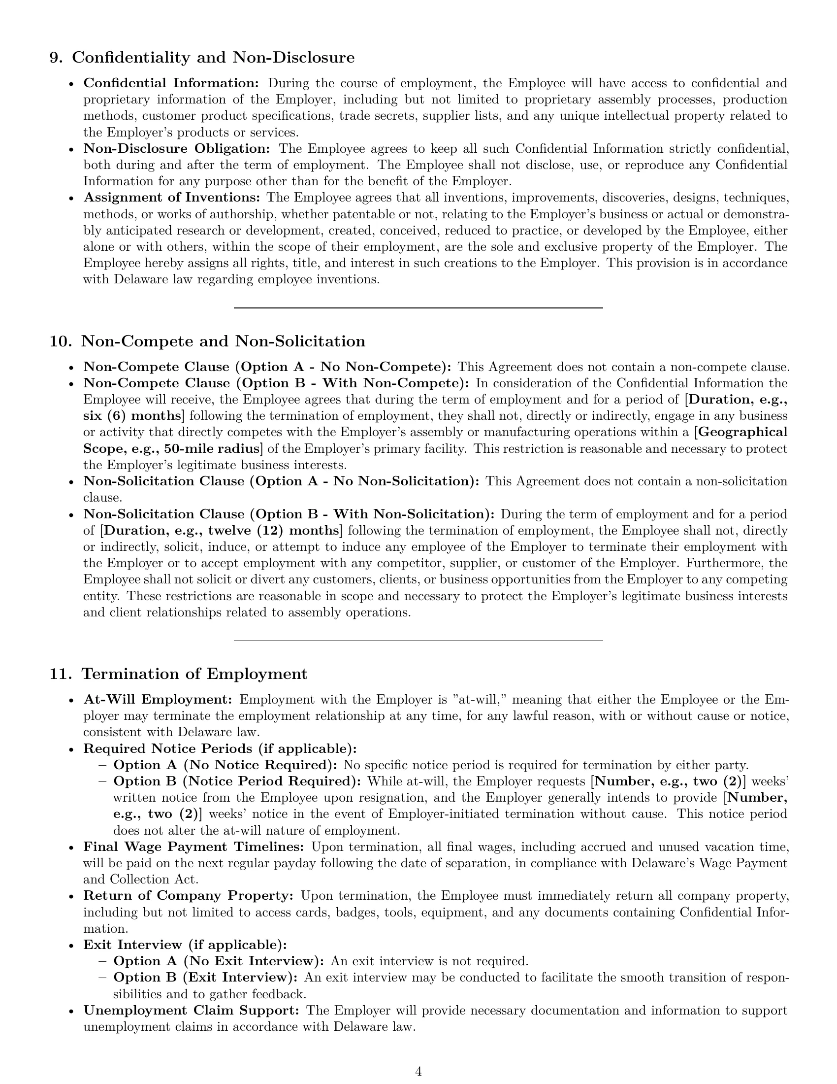 Preview page 4 of Pro Delaware assembler employment contract template