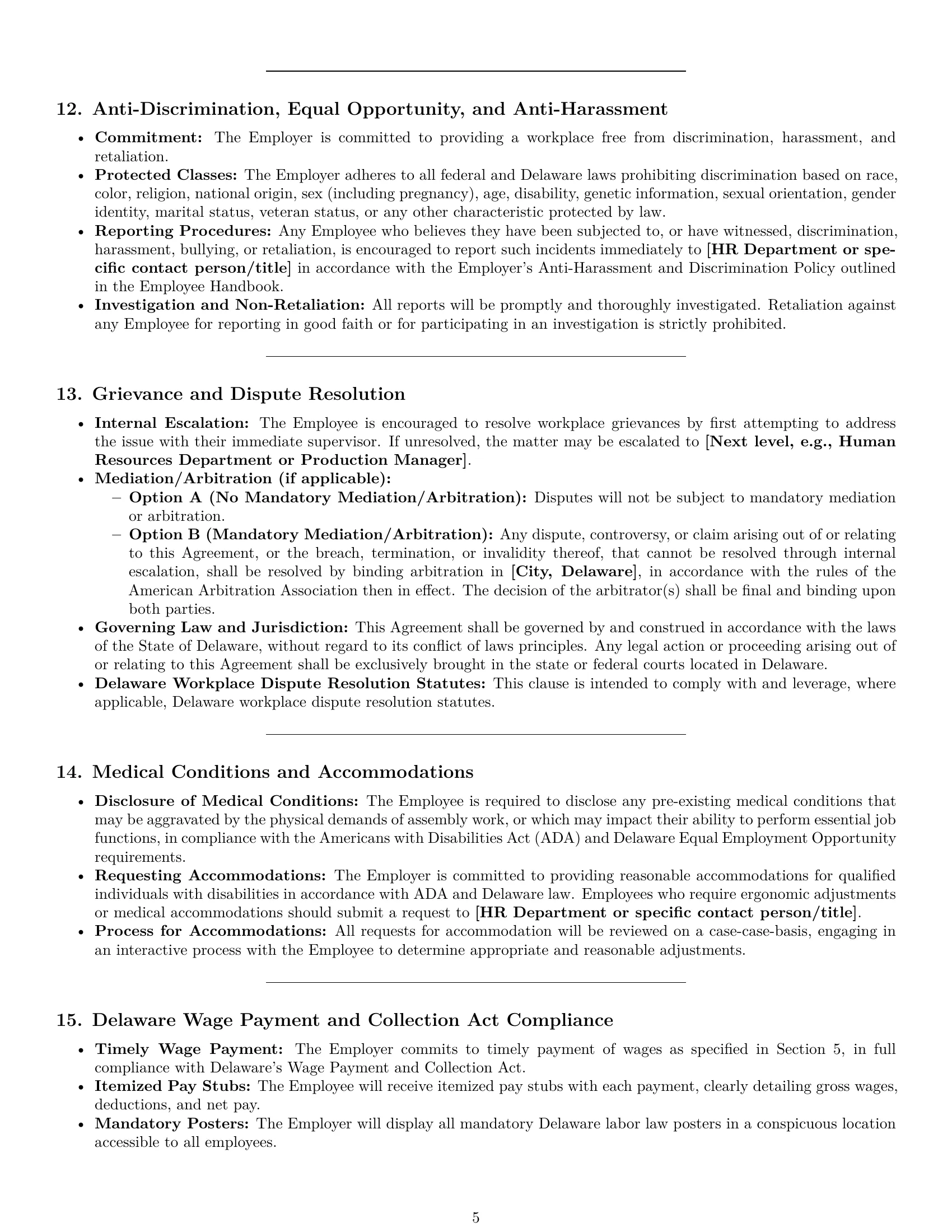 Preview page 5 of Pro Delaware assembler employment contract template