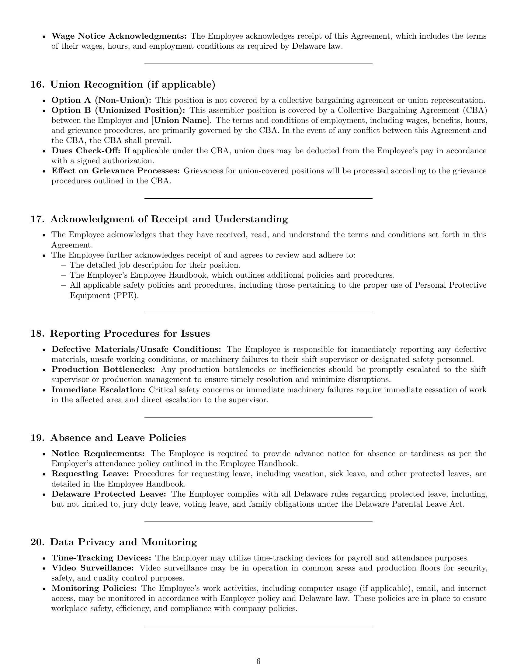Preview page 6 of Pro Delaware assembler employment contract template