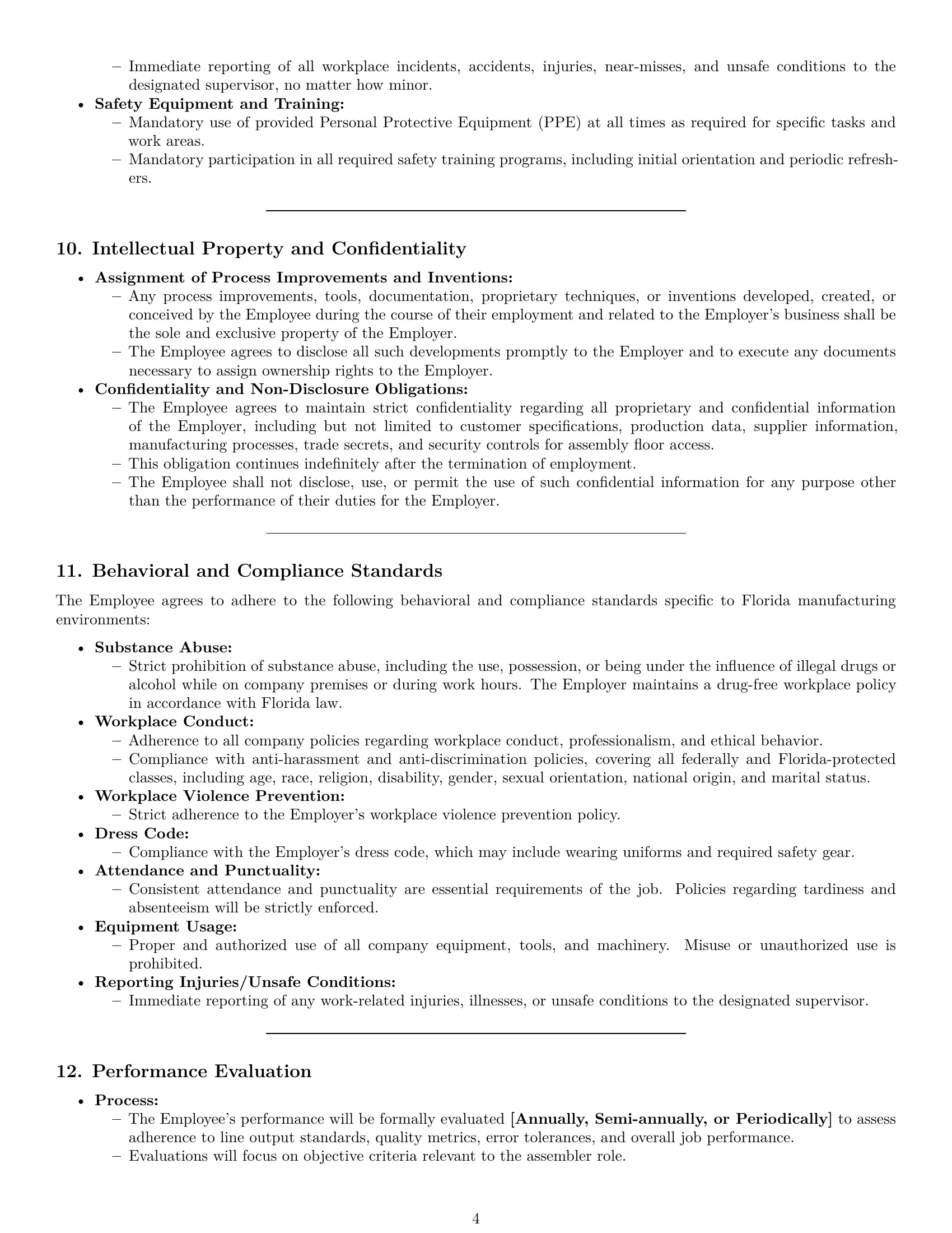 Preview page 4 of Pro Florida assembler employment contract template