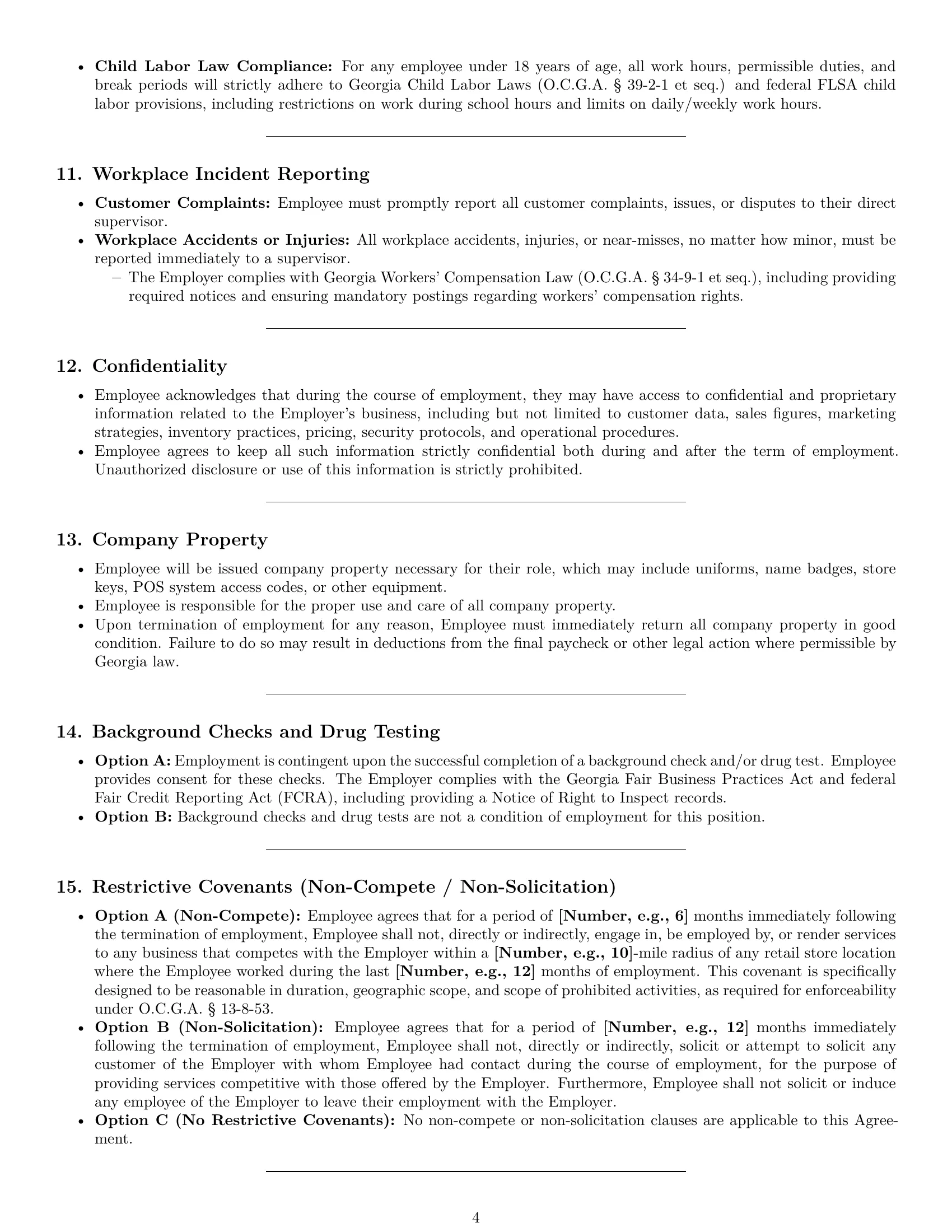 Preview page 4 of Pro Georgia retail sales associate employment contract template