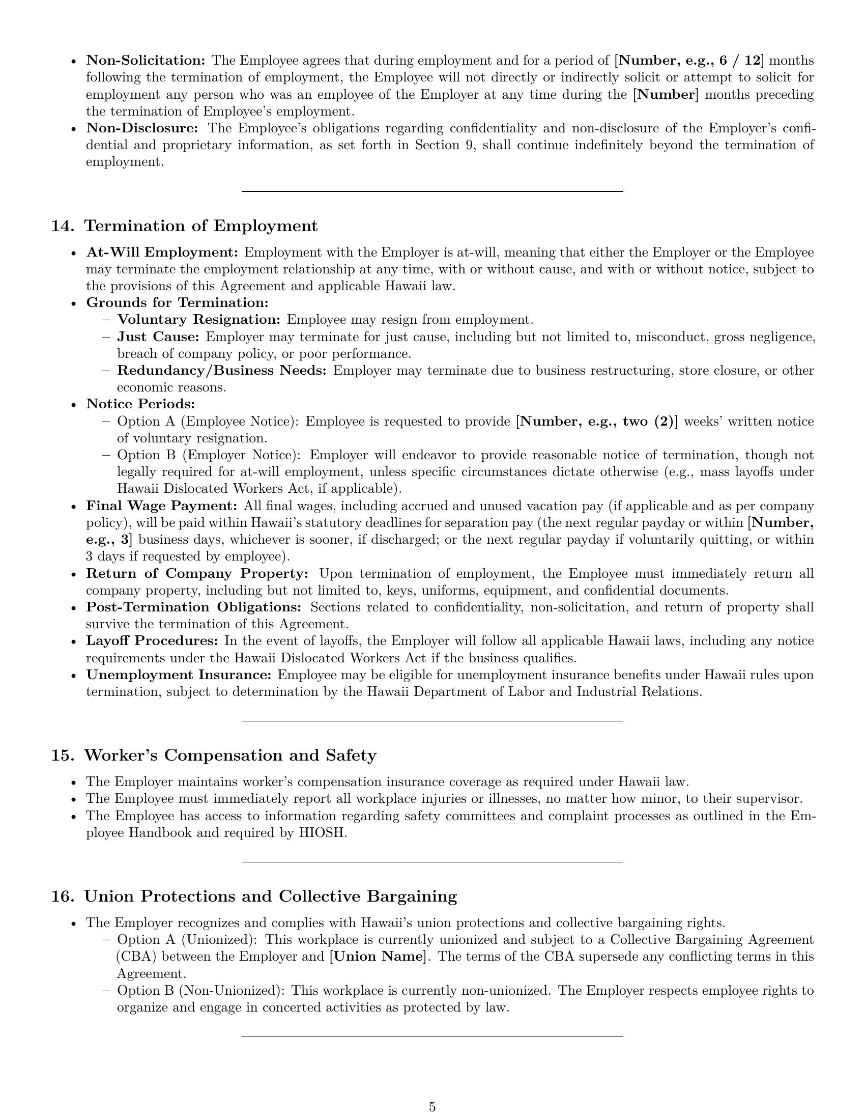 Preview page 5 of Pro Hawaii retail sales associate employment contract template