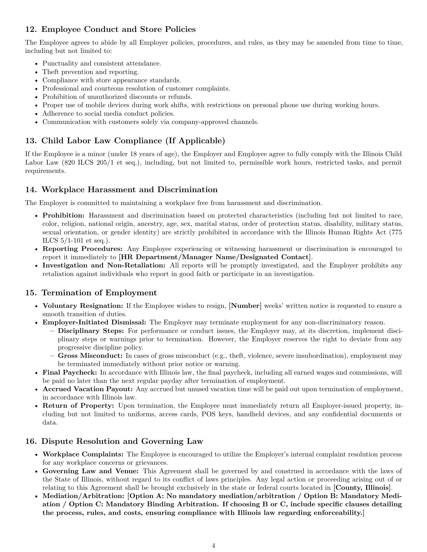 Preview page 4 of Pro Illinois retail sales associate employment contract template
