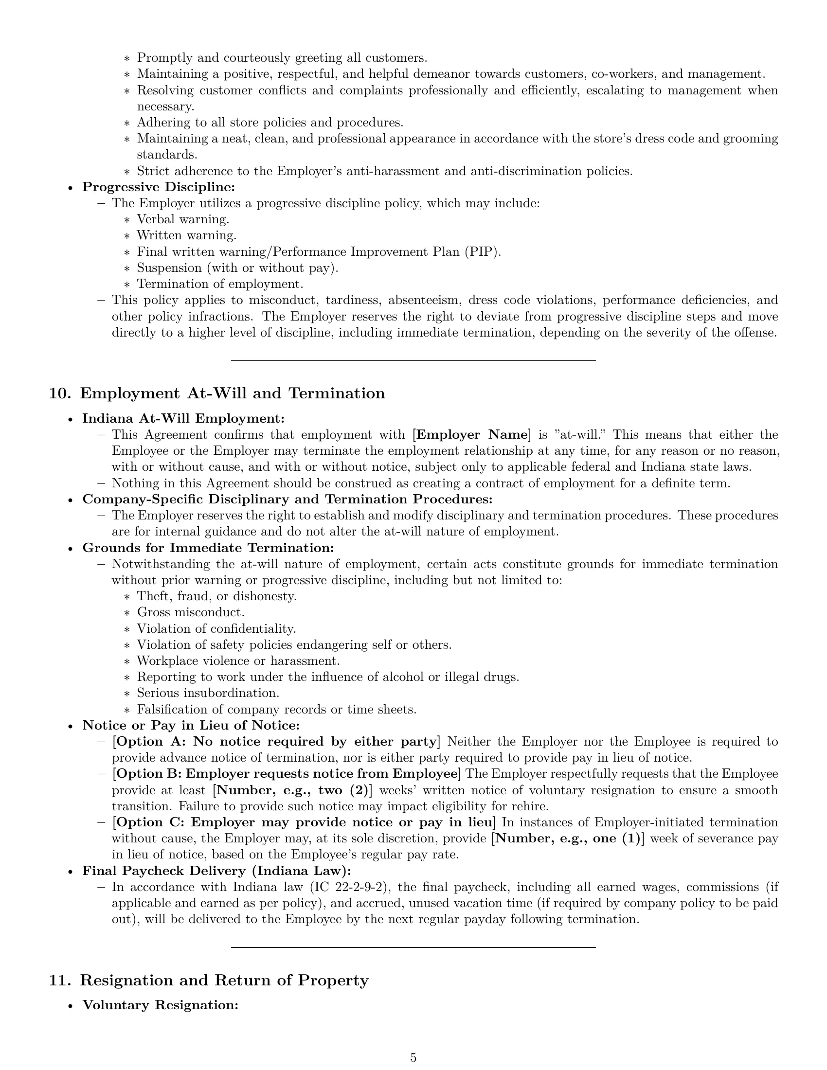 Preview page 5 of Pro Indiana retail sales associate employment contract template
