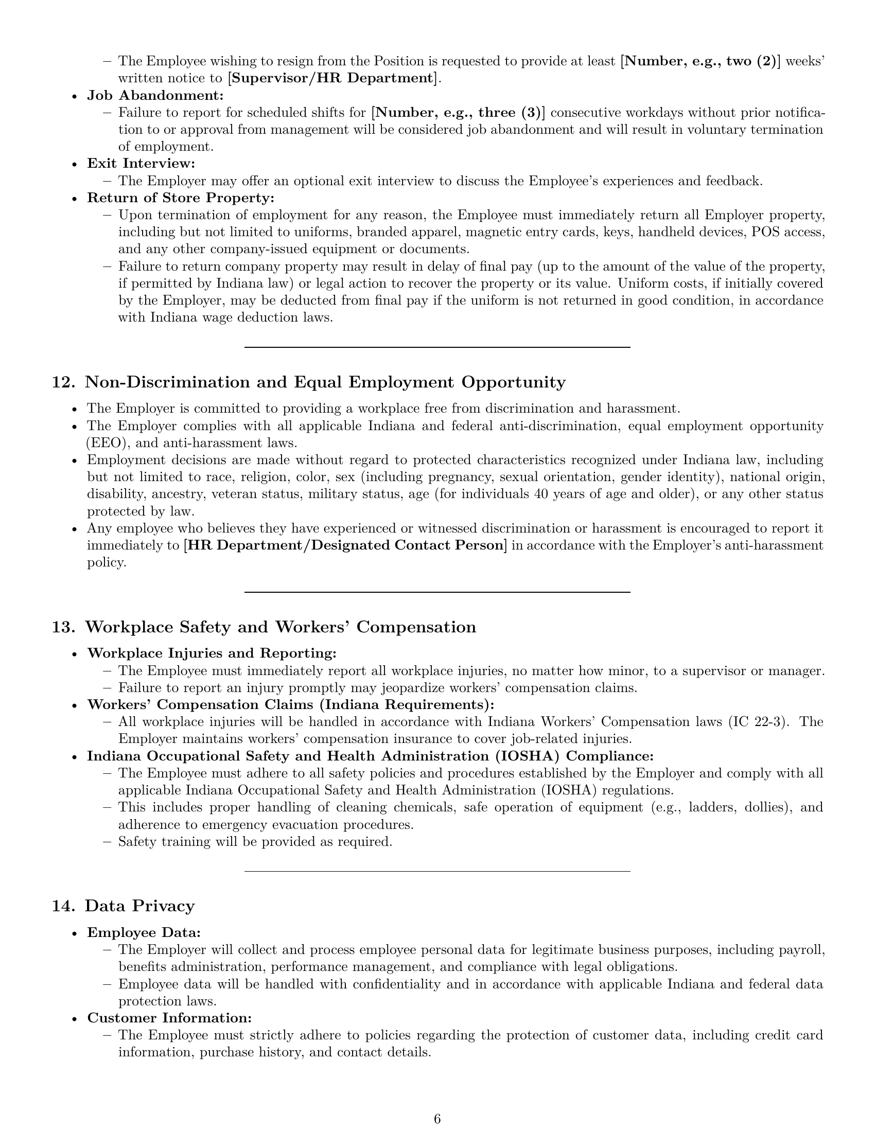 Preview page 6 of Pro Indiana retail sales associate employment contract template