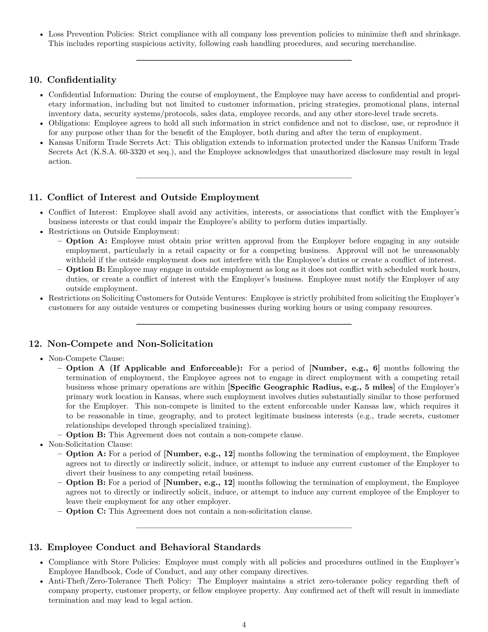 Preview page 4 of Pro Kansas retail sales associate employment contract template
