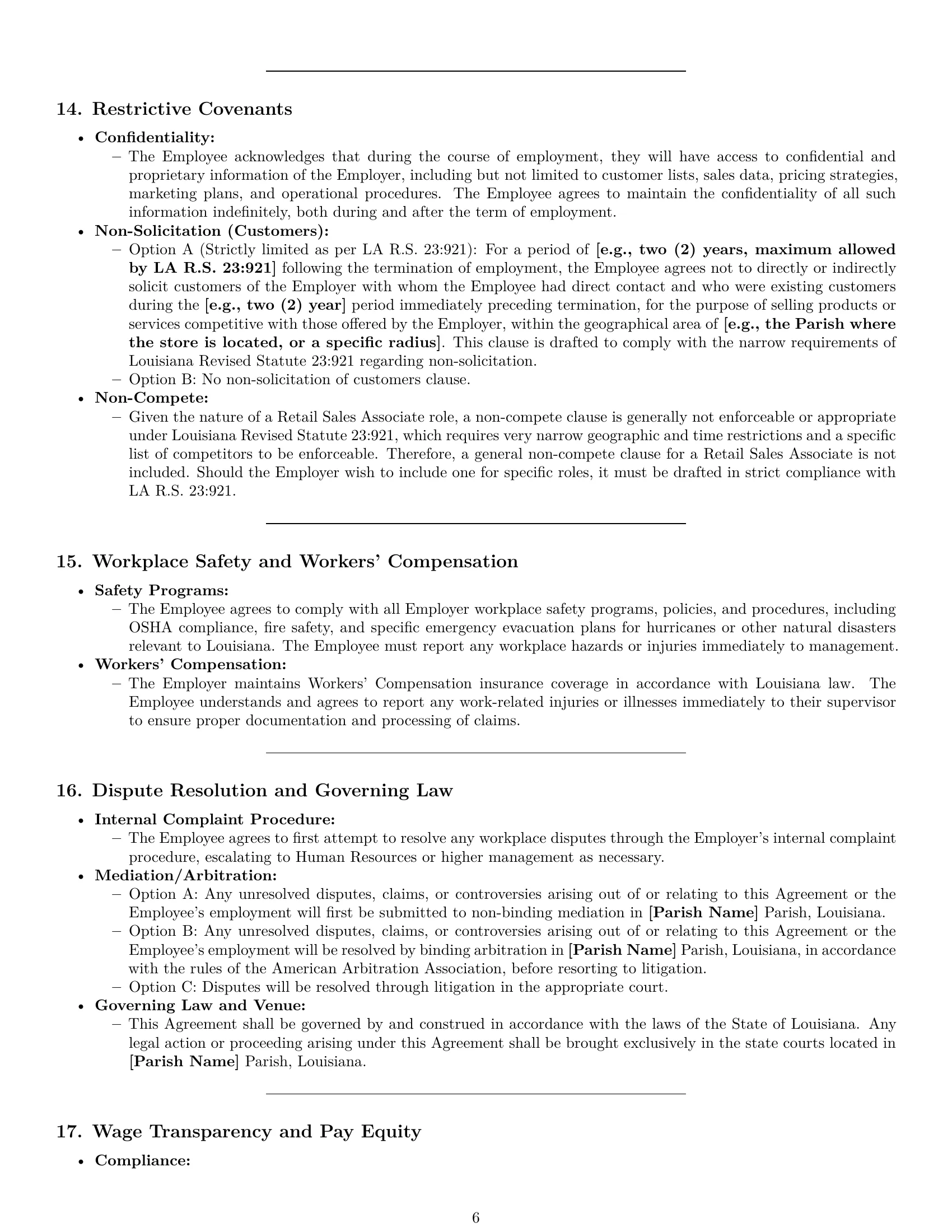Preview page 6 of Pro Louisiana retail sales associate employment contract template