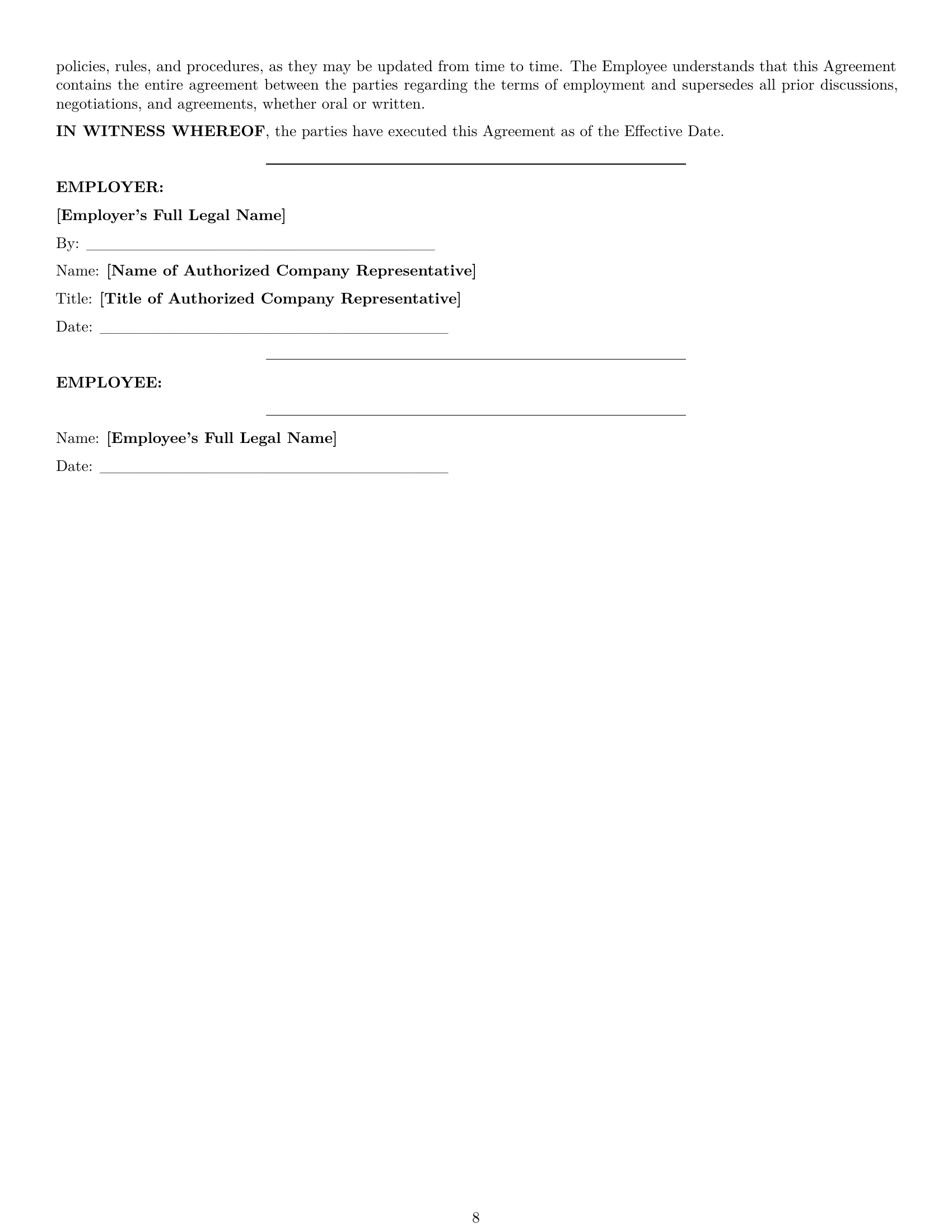 Preview page 8 of Pro Maine retail sales associate employment contract template