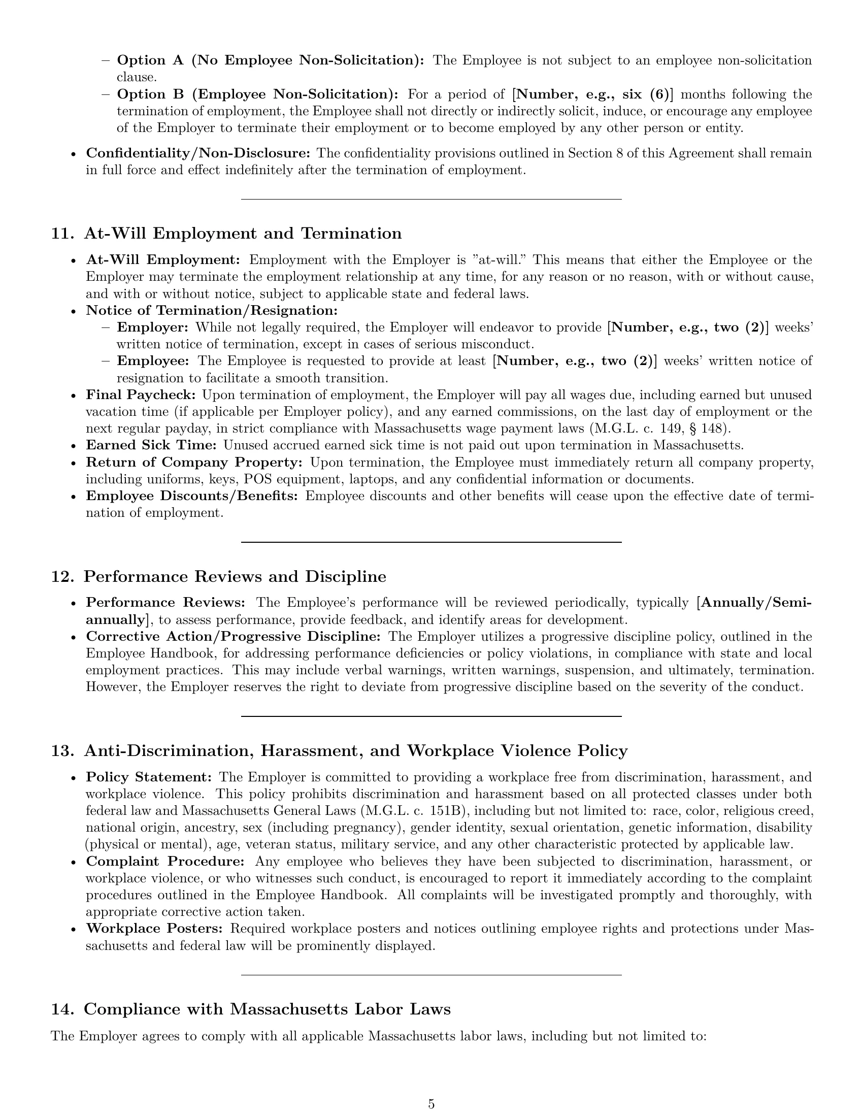 Preview page 5 of Pro Massachusetts retail sales associate employment contract template