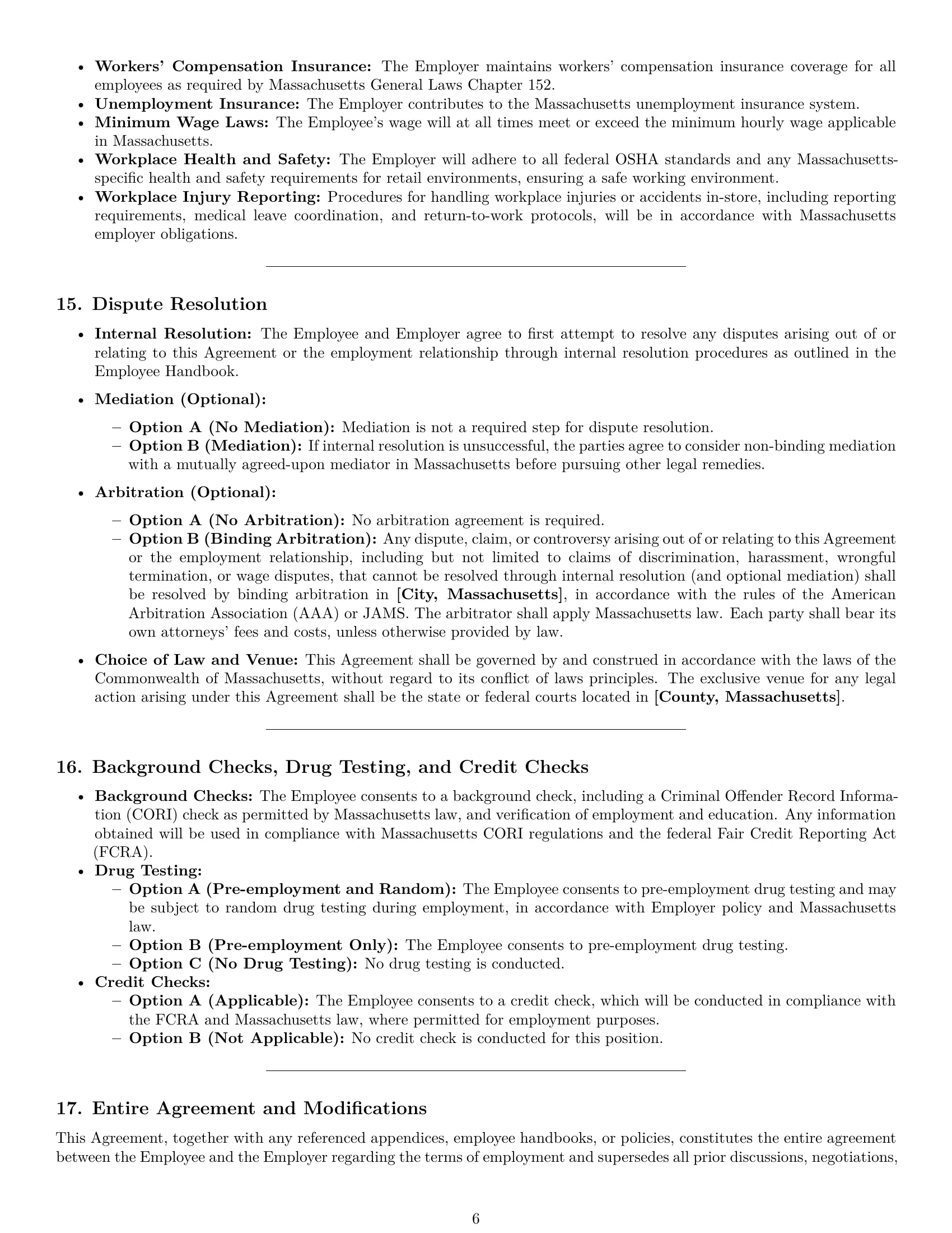 Preview page 6 of Pro Massachusetts retail sales associate employment contract template