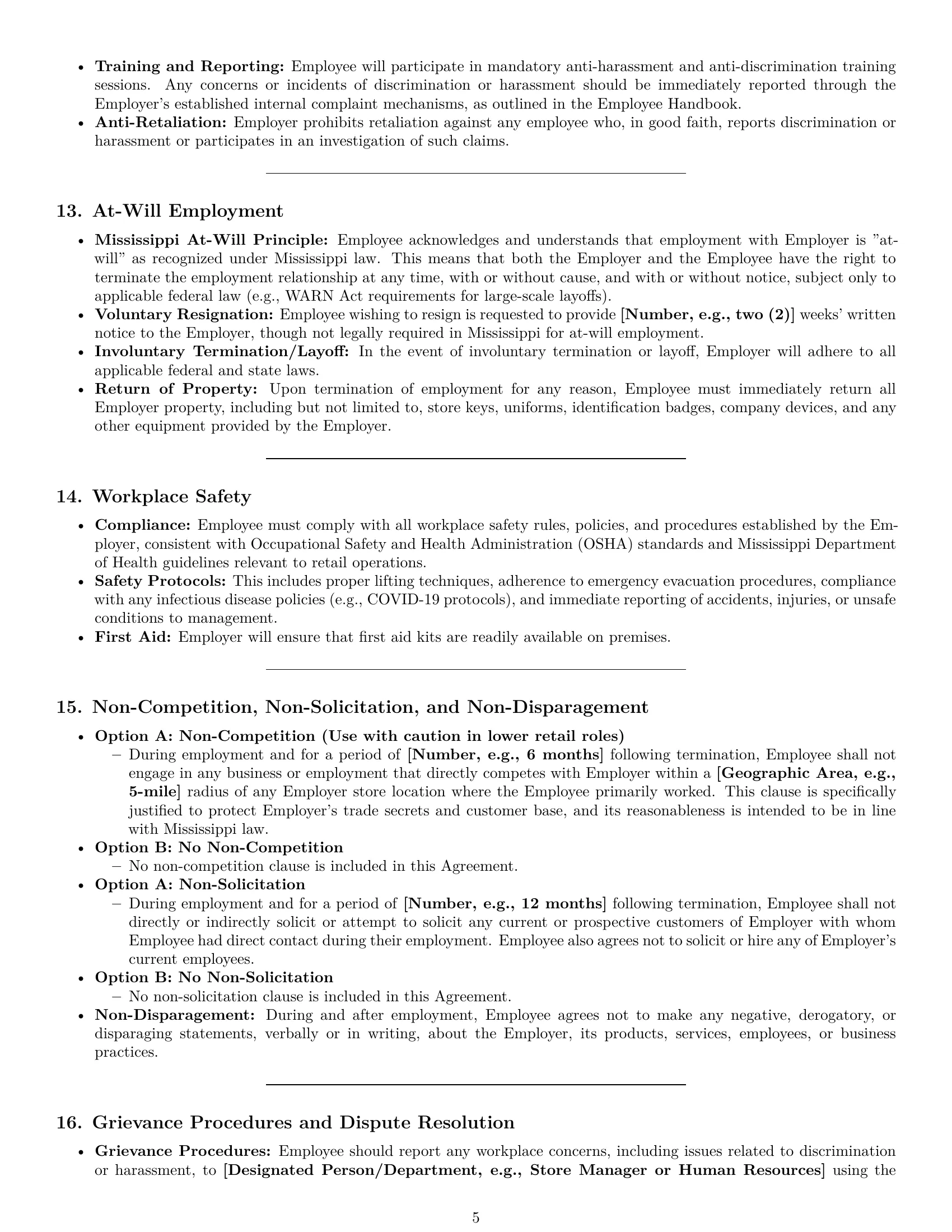 Preview page 5 of Pro Mississippi retail sales associate employment contract template