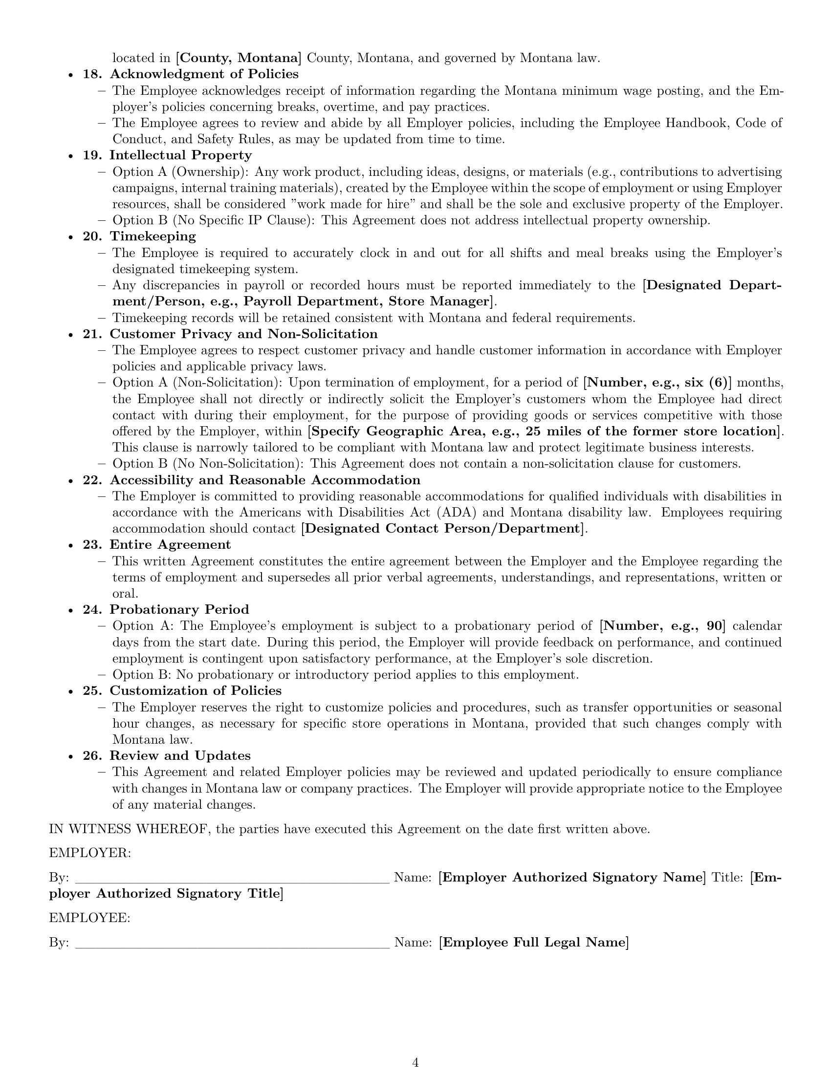 Preview page 4 of Pro Montana retail sales associate employment contract template