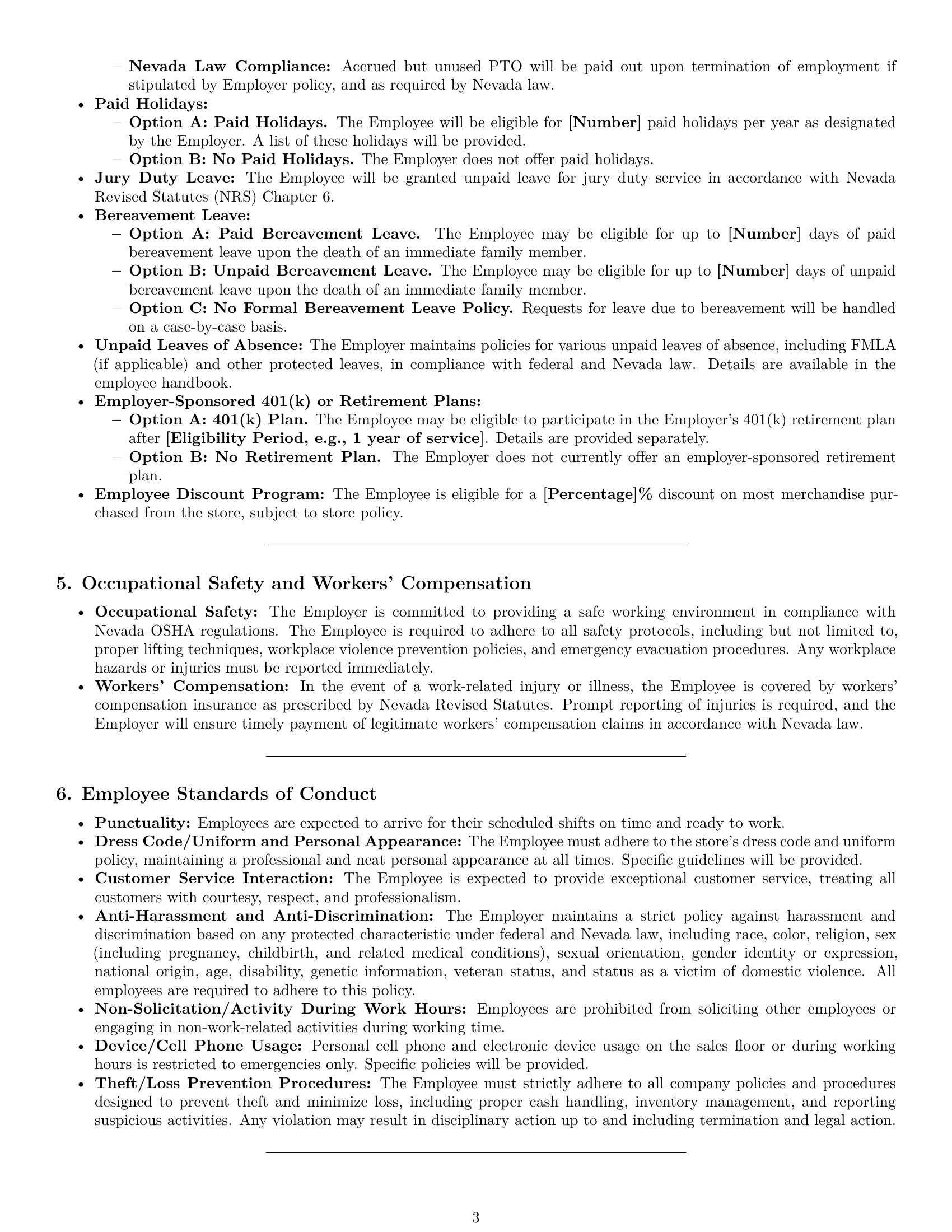 Preview page 3 of Pro Nevada retail sales associate employment contract template