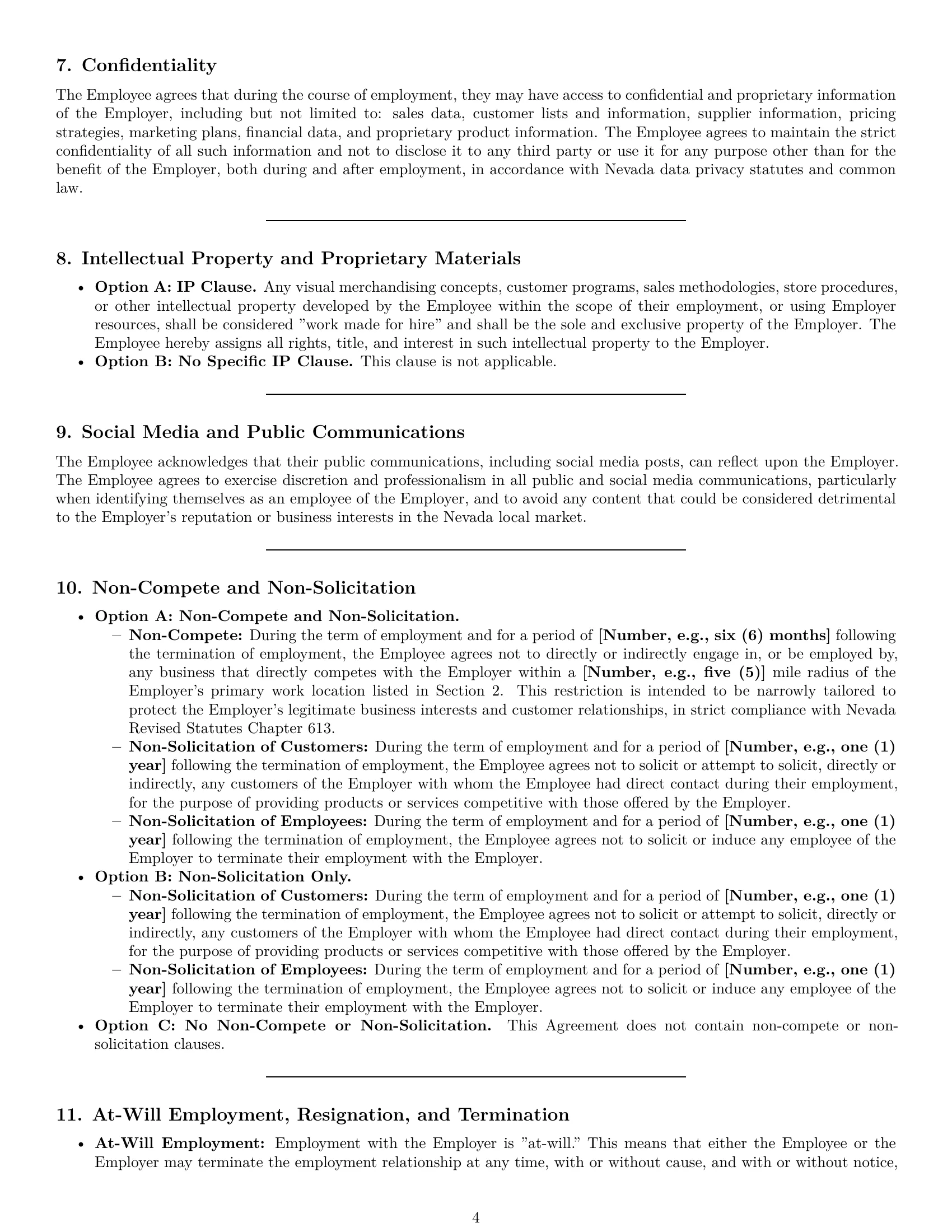 Preview page 4 of Pro Nevada retail sales associate employment contract template
