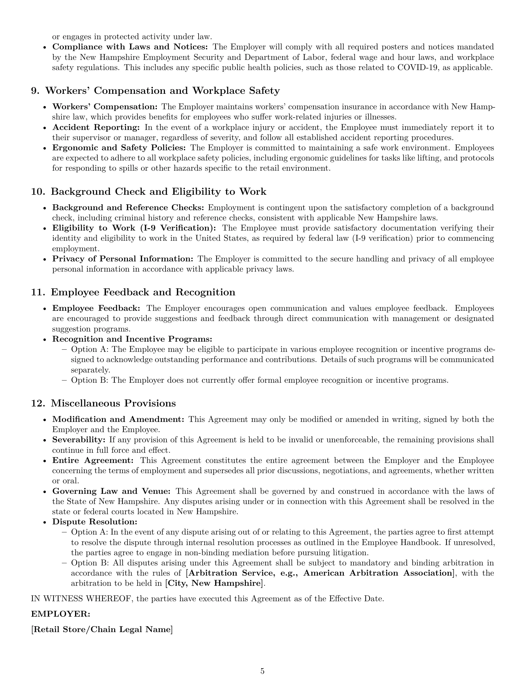 Preview page 5 of Pro New Hampshire retail sales associate employment contract template