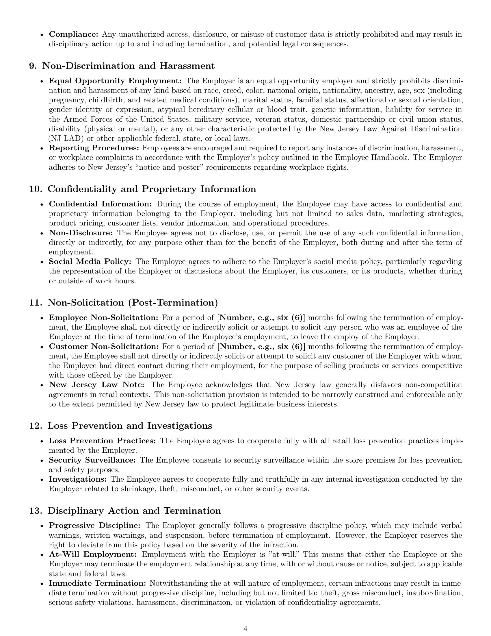Preview page 4 of Pro New Jersey retail sales associate employment contract template