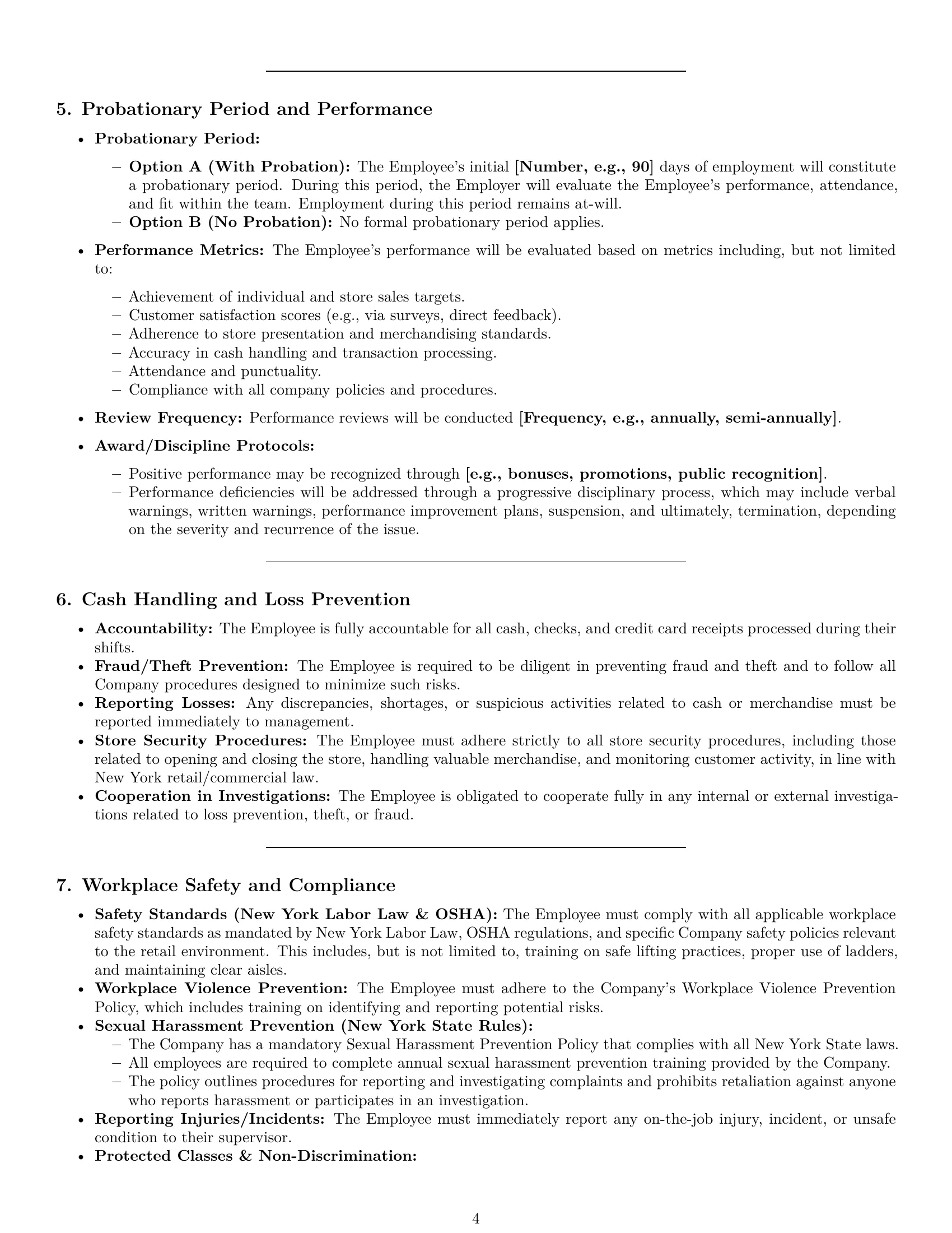 Preview page 4 of Pro New York retail sales associate employment contract template