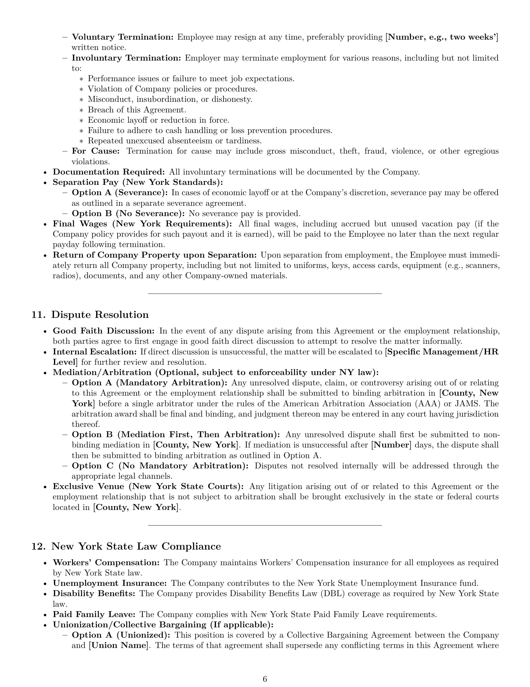 Preview page 6 of Pro New York retail sales associate employment contract template