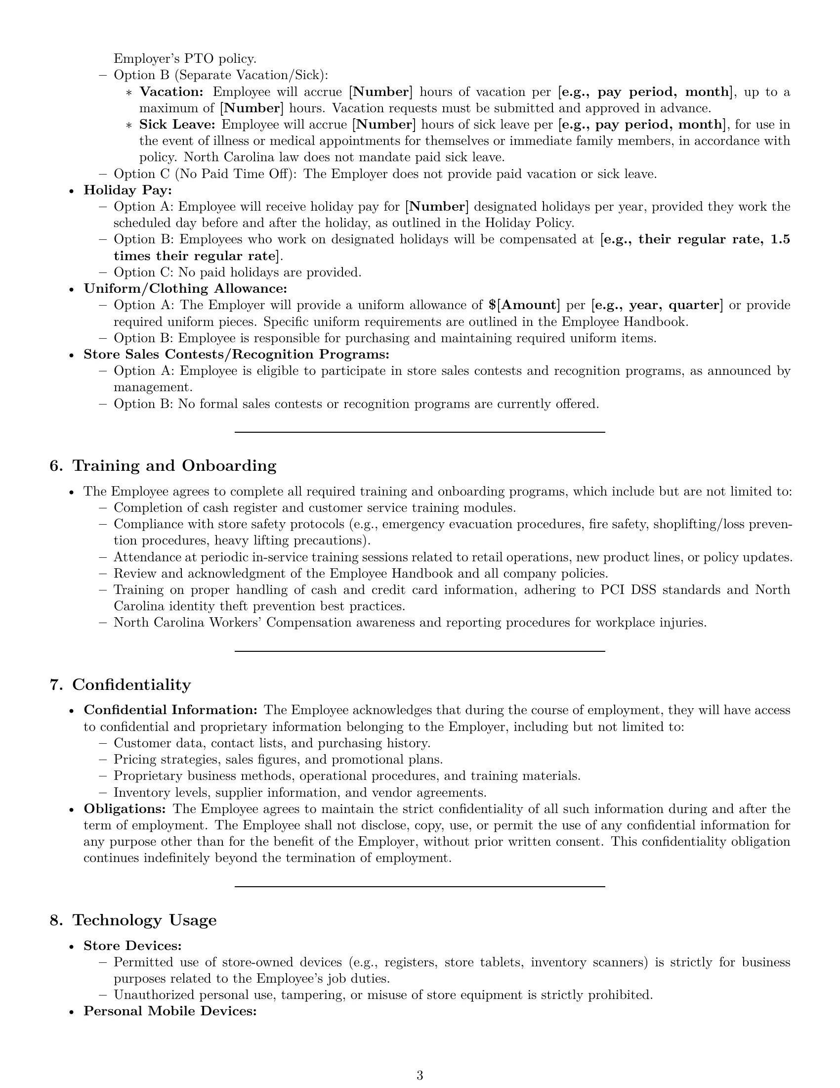 Preview page 3 of Pro North Carolina retail sales associate employment contract template
