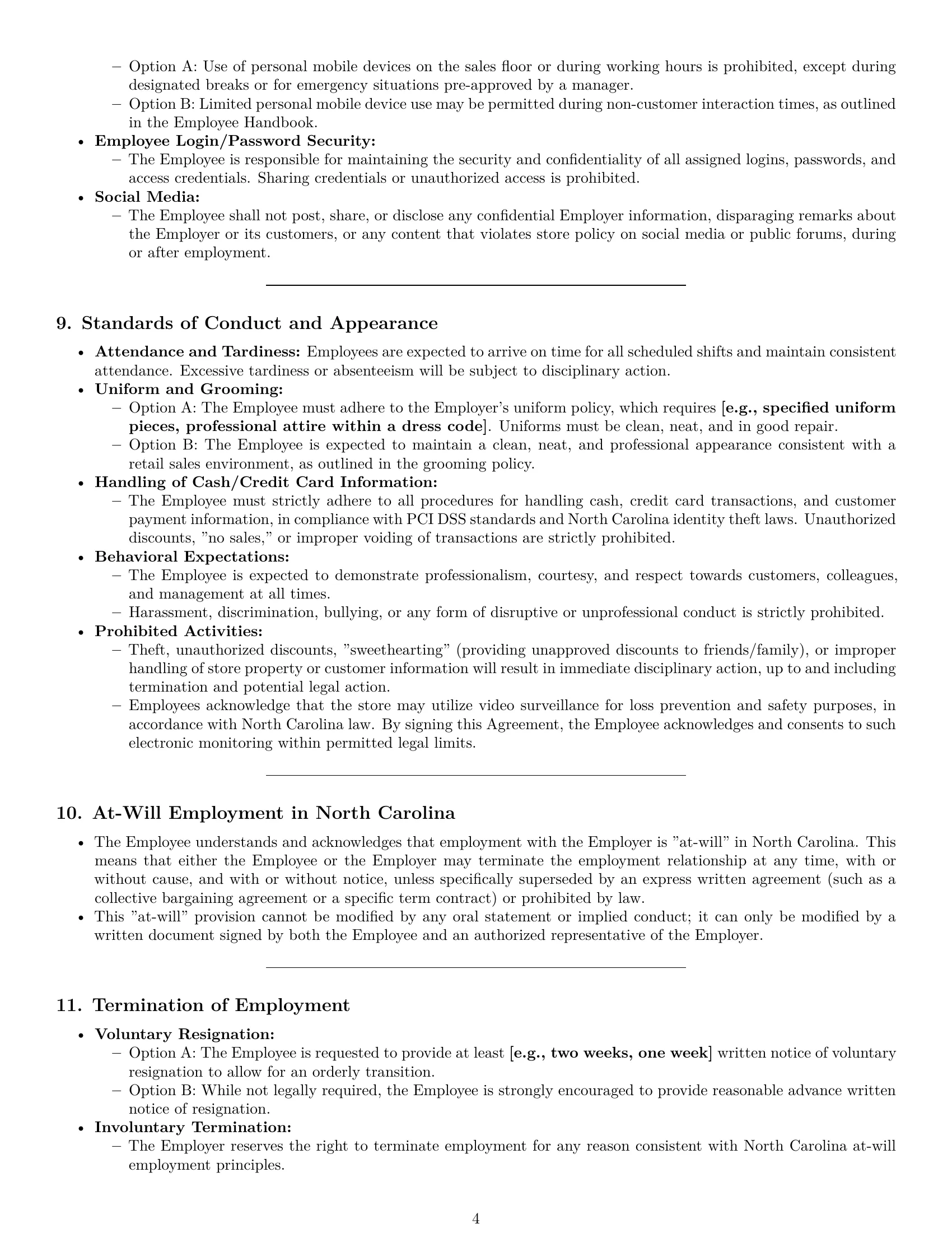 Preview page 4 of Pro North Carolina retail sales associate employment contract template