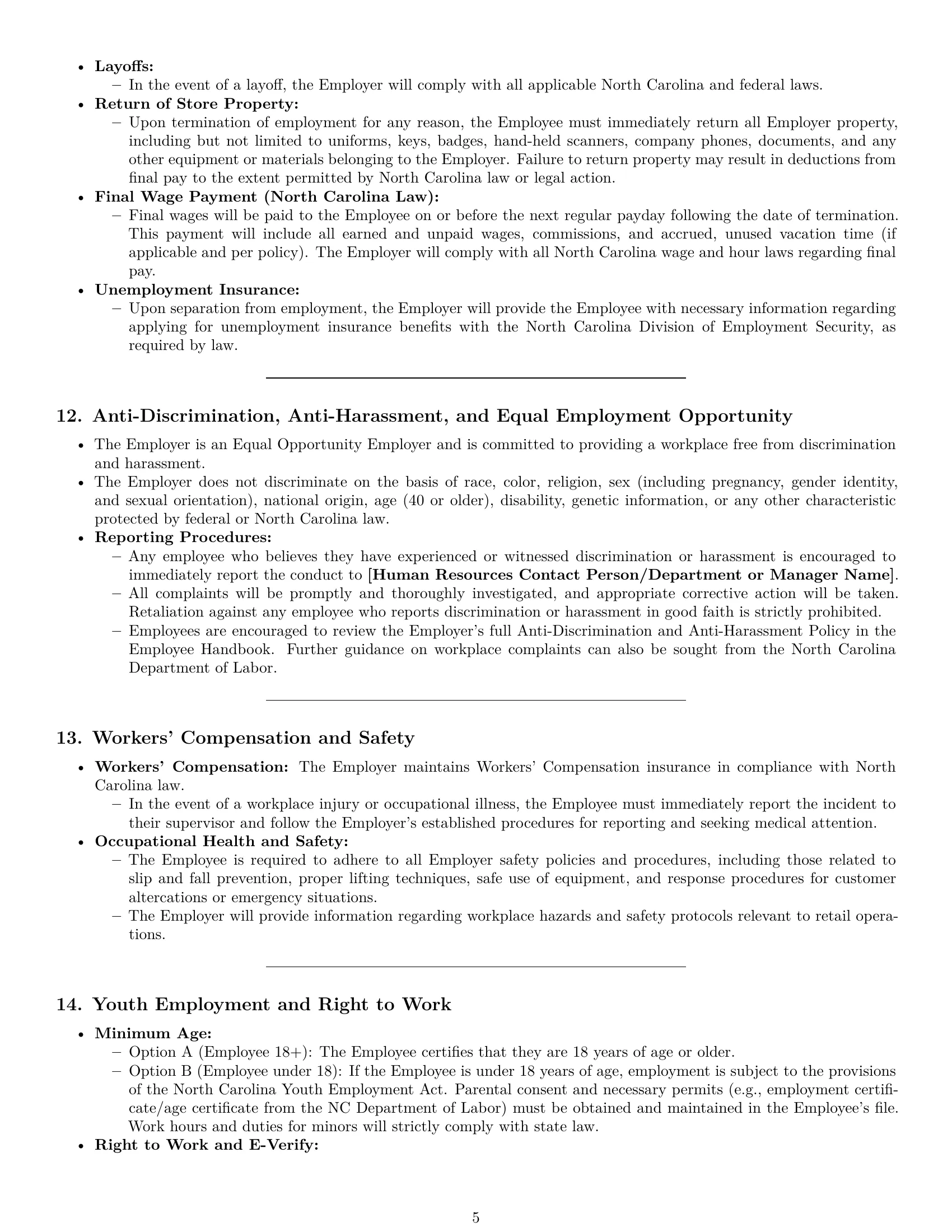Preview page 5 of Pro North Carolina retail sales associate employment contract template