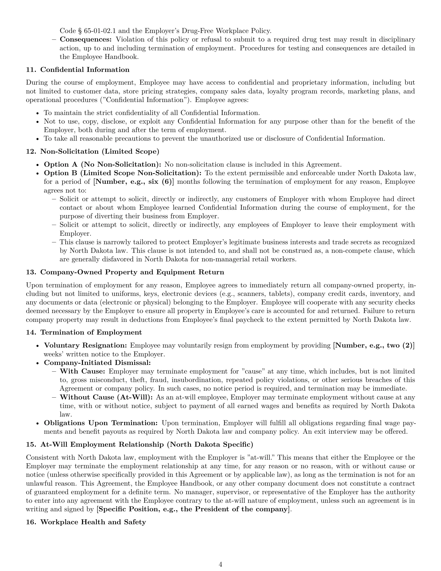 Preview page 4 of Pro North Dakota retail sales associate employment contract template