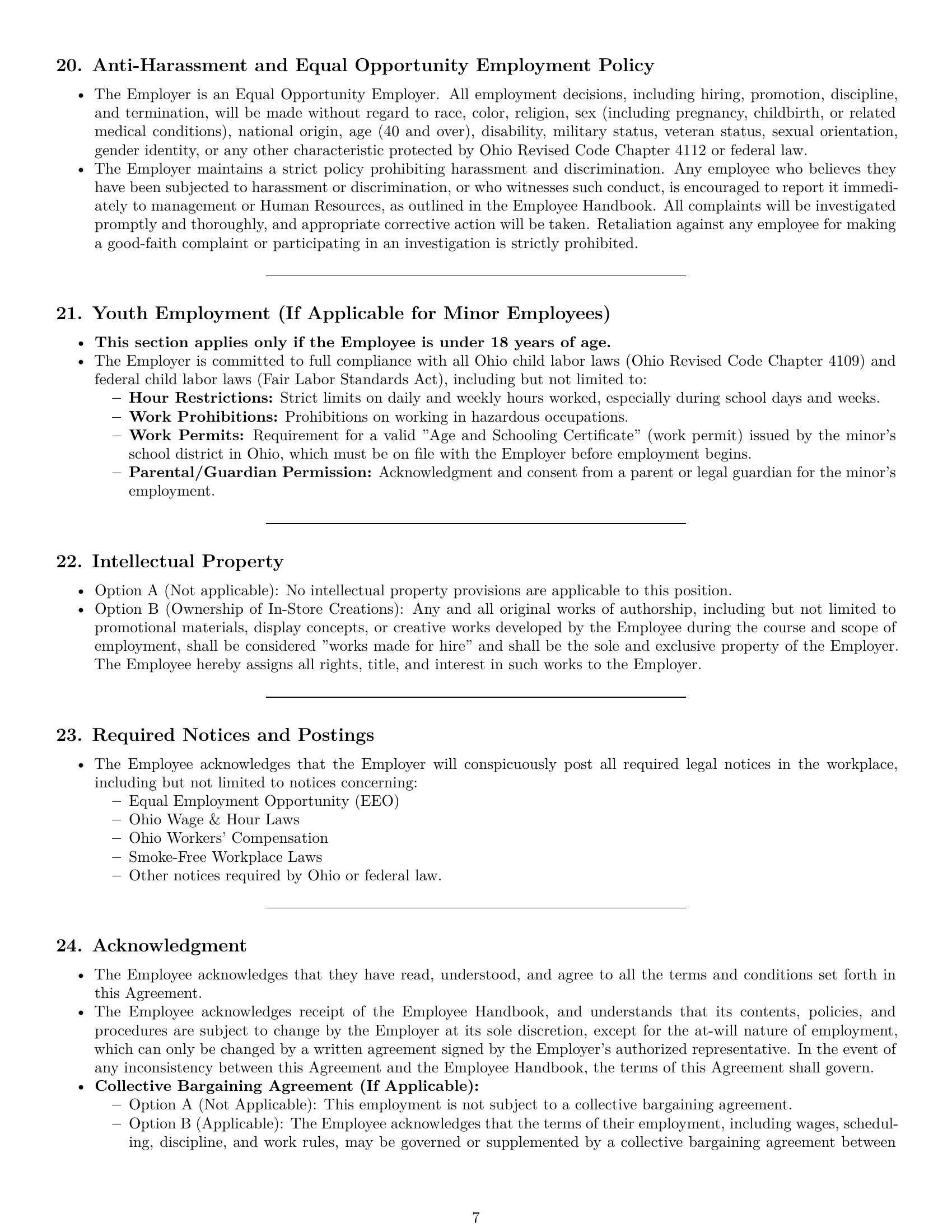 Preview page 7 of Pro Ohio retail sales associate employment contract template