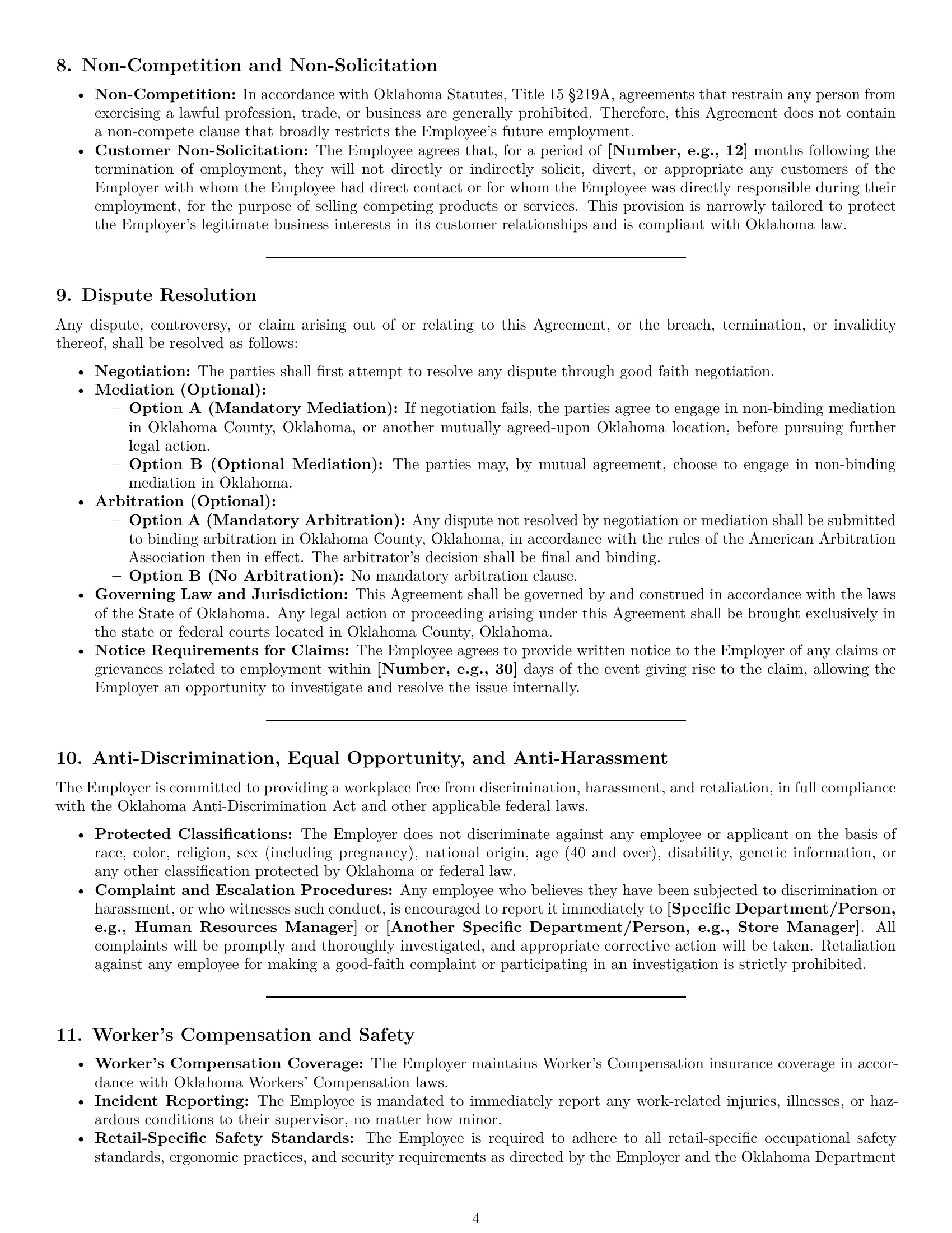 Preview page 4 of Pro Oklahoma retail sales associate employment contract template