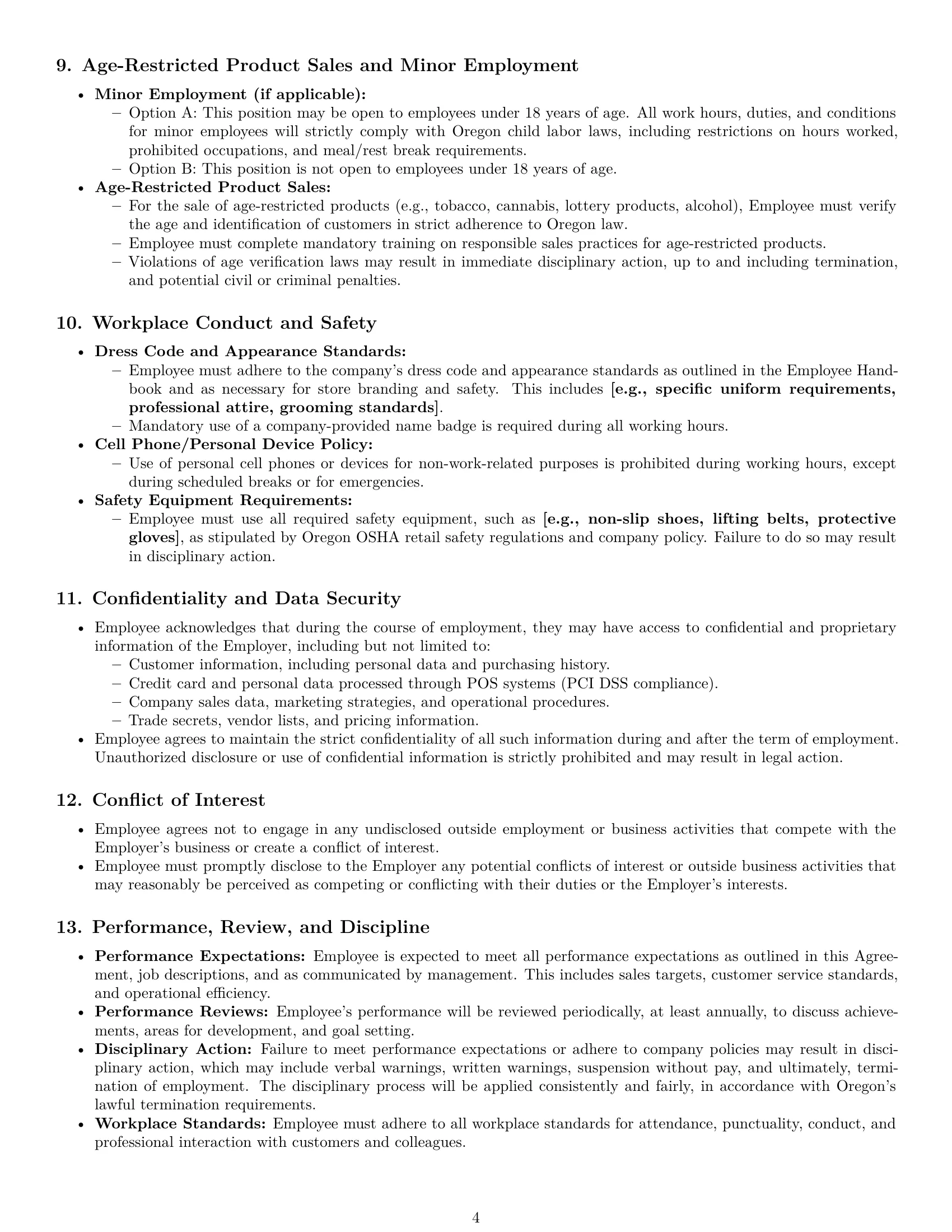 Preview page 4 of Pro Oregon retail sales associate employment contract template
