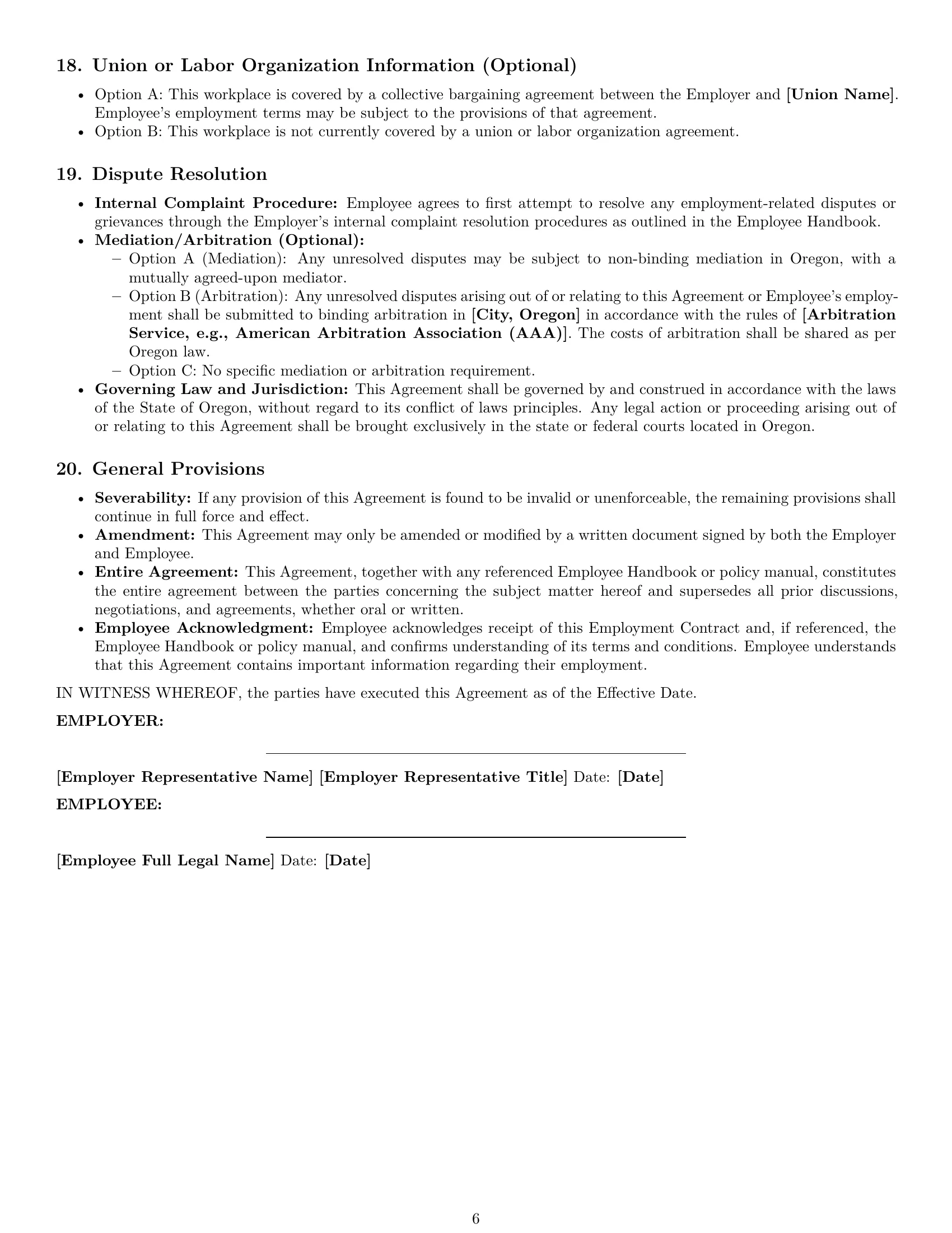 Preview page 6 of Pro Oregon retail sales associate employment contract template