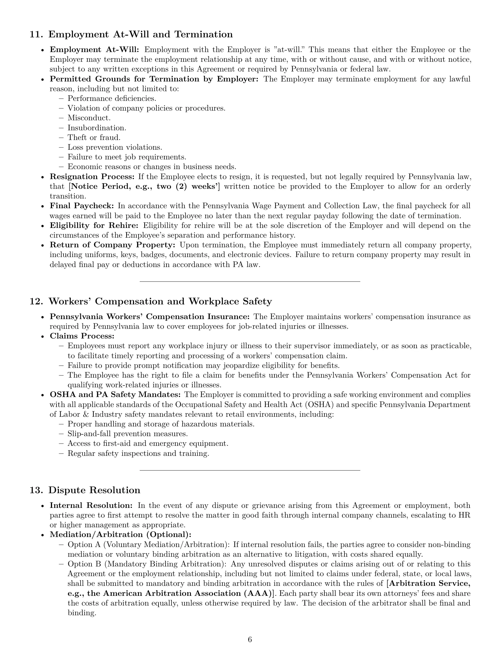 Preview page 6 of Pro Pennsylvania retail sales associate employment contract template