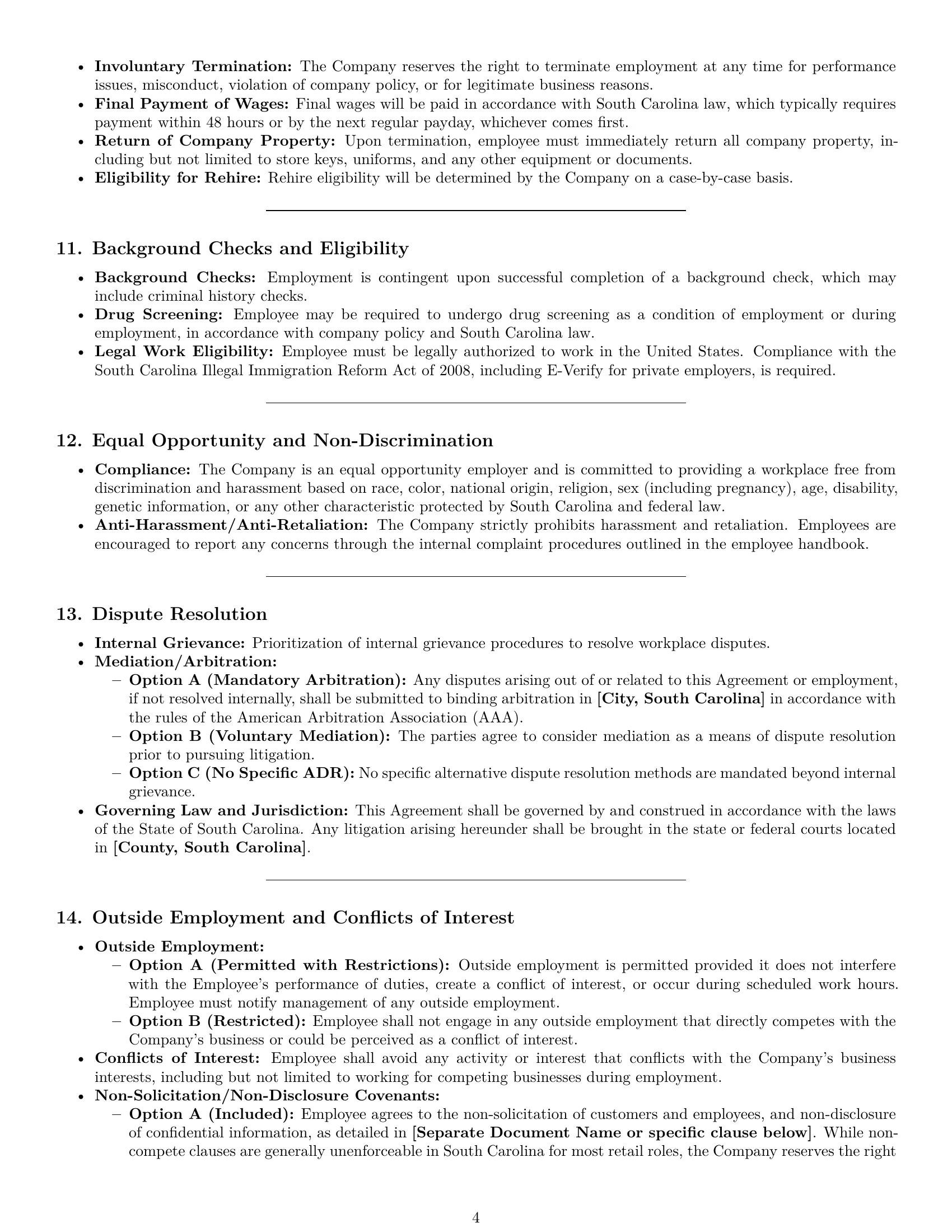 Preview page 4 of Pro South Carolina retail sales associate employment contract template