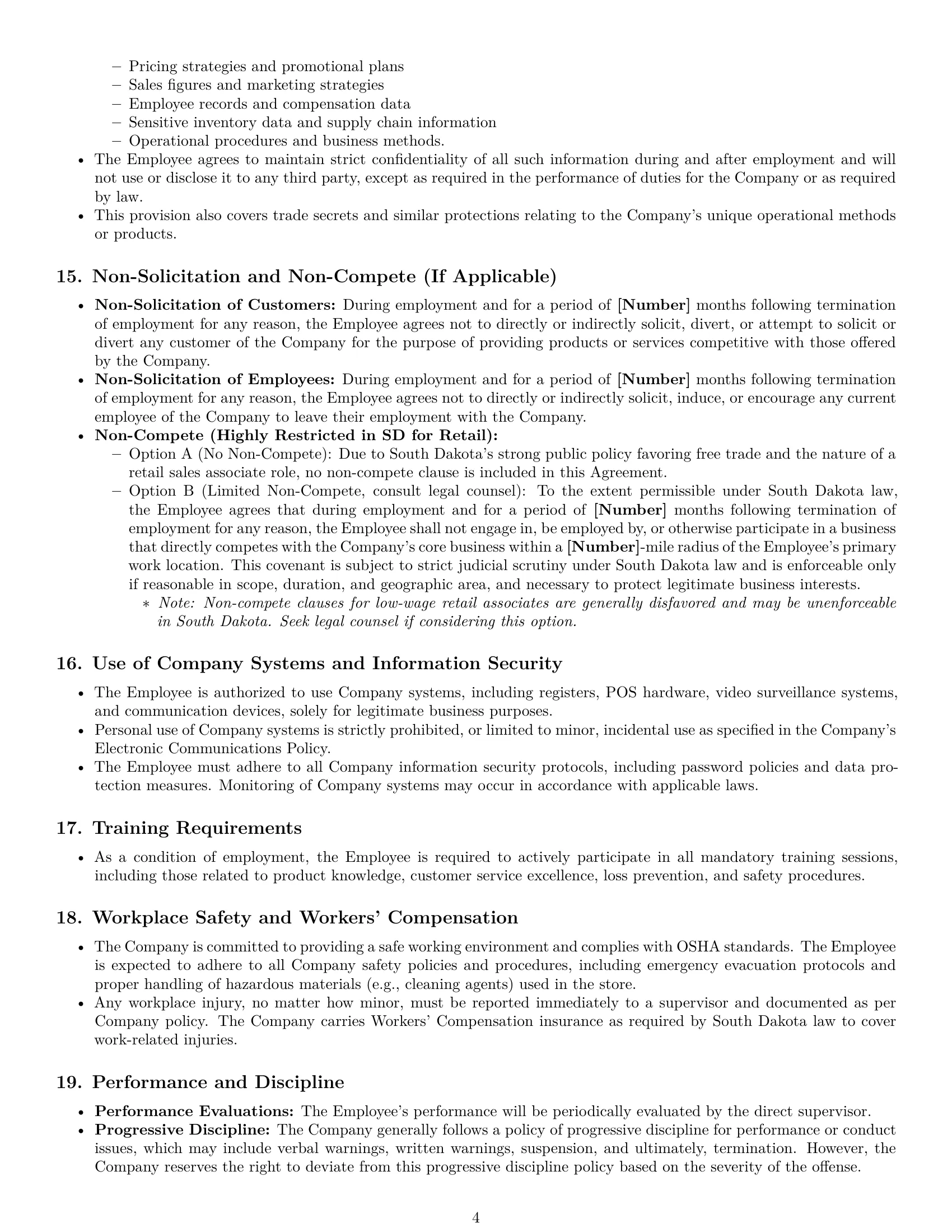 Preview page 4 of Pro South Dakota retail sales associate employment contract template